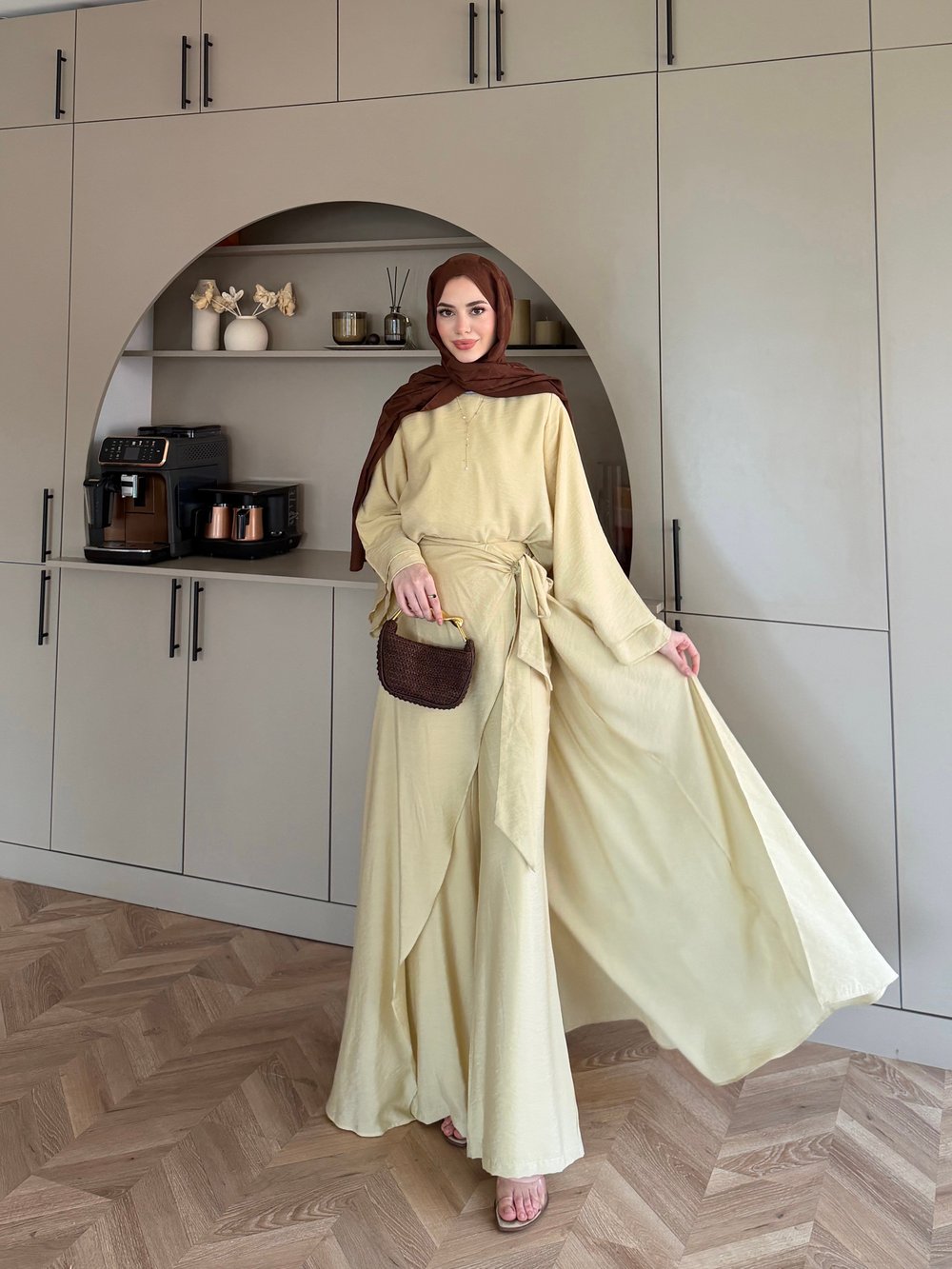 Berin Pelerinli Pantolonlu Takım Butteryellow (2419)