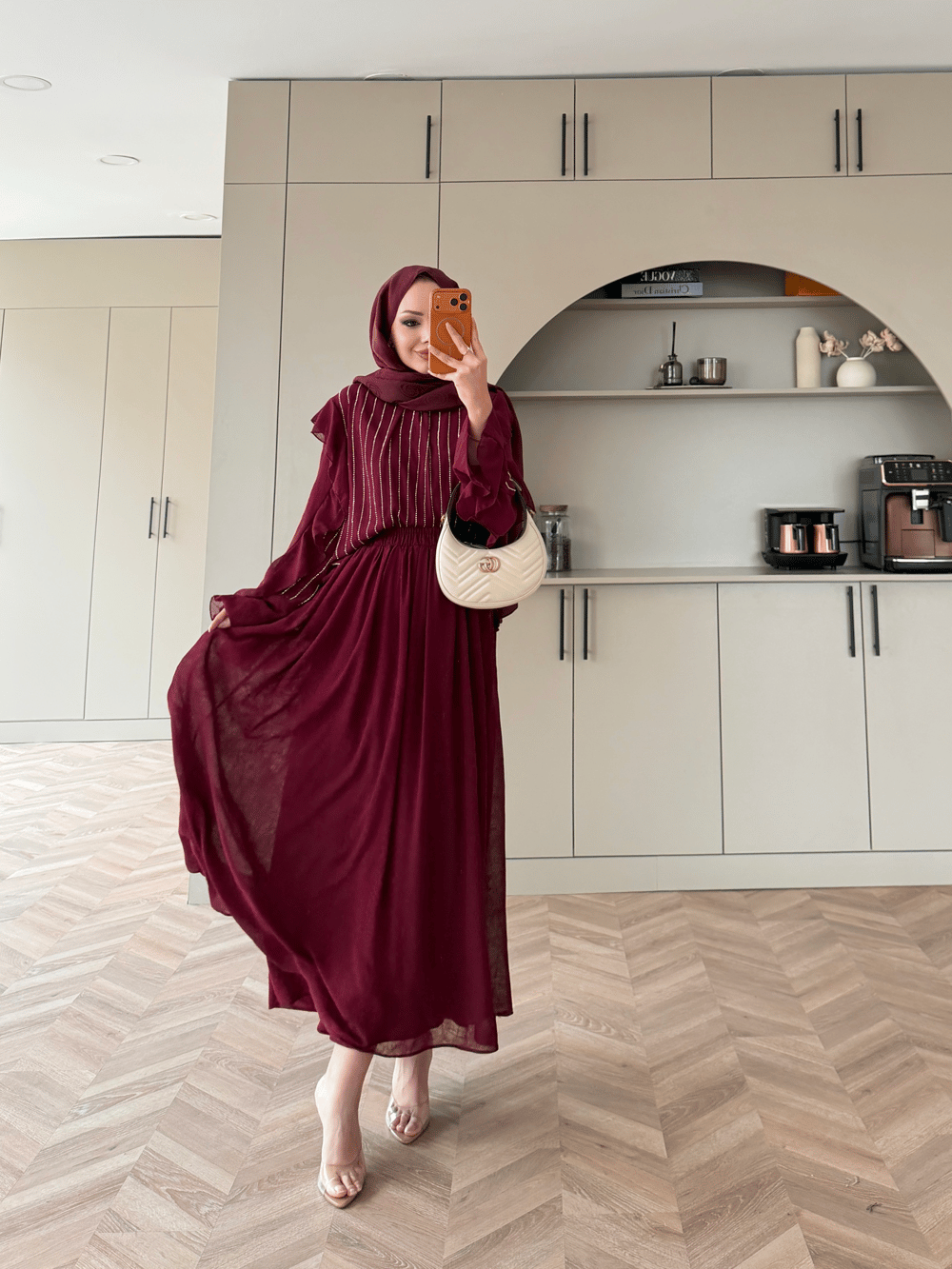 Berry Taşlı Etekli Takım Bordo (5725)