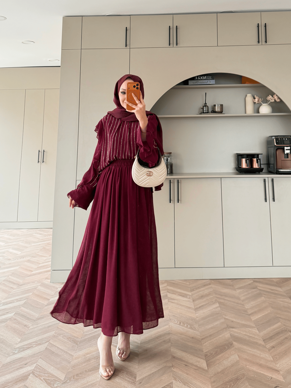 Berry Taşlı Etekli Takım Bordo (5725)