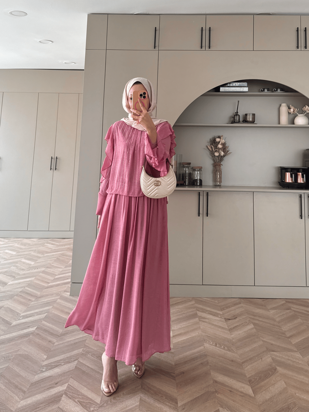 Berry Taşlı Etekli Takım Pembe (5725)