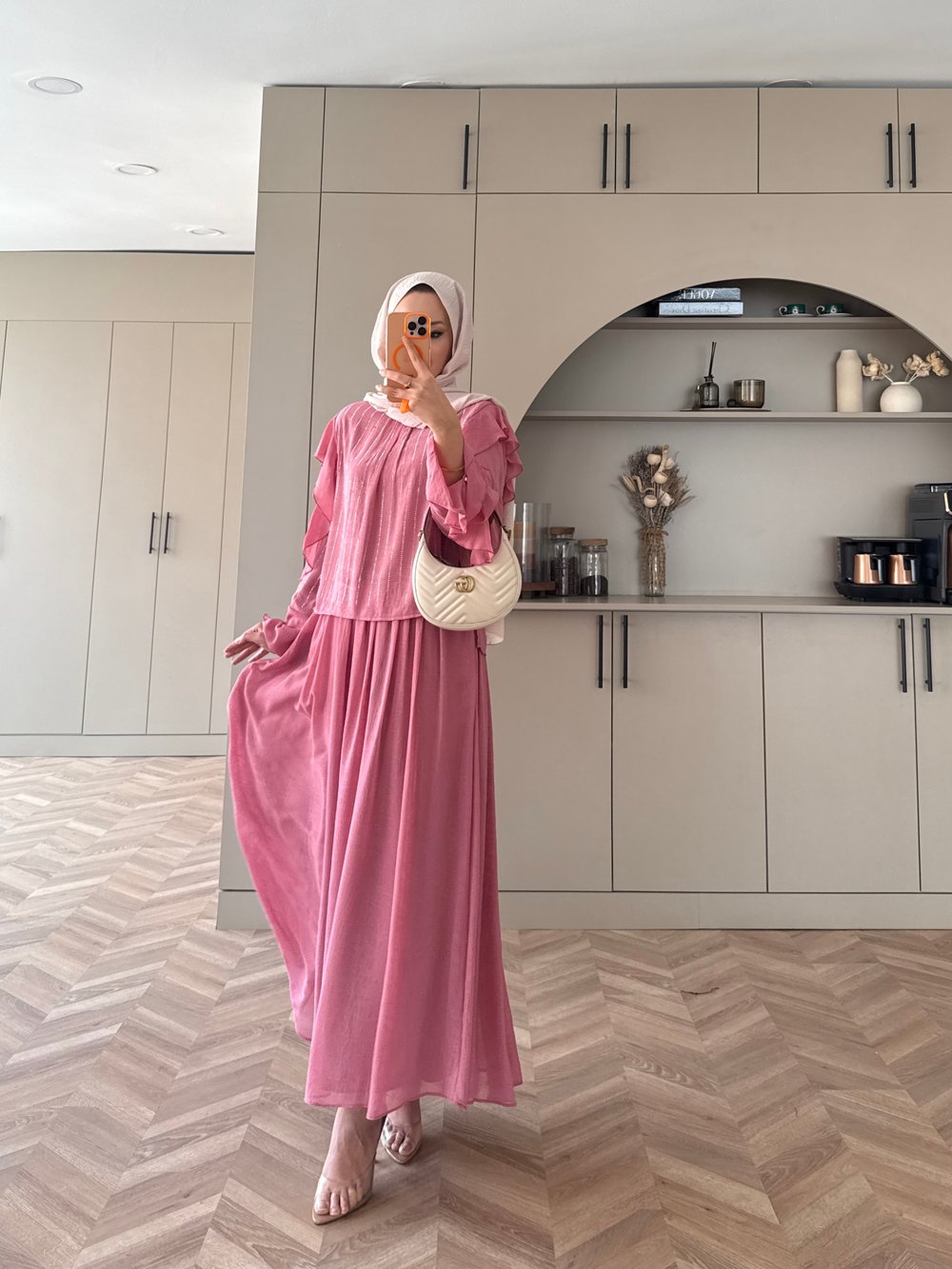 Berry Taşlı Etekli Takım Pembe (5725)