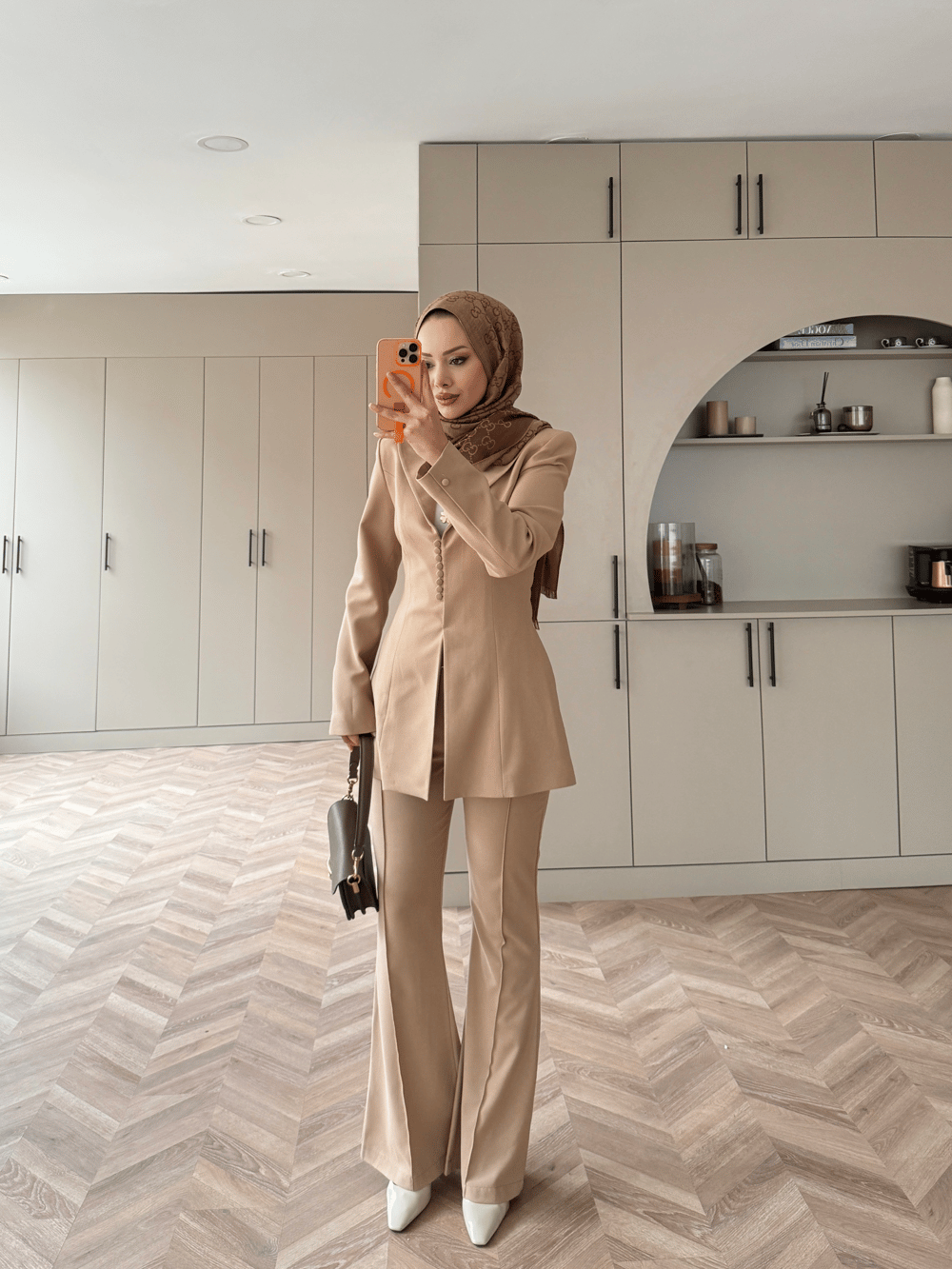 Biri Düğme Detaylı Blazer Takım Camel (26042)