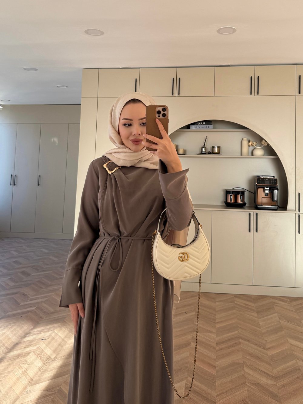 Candy Broş Detaylı Elbise Vizon (3345)