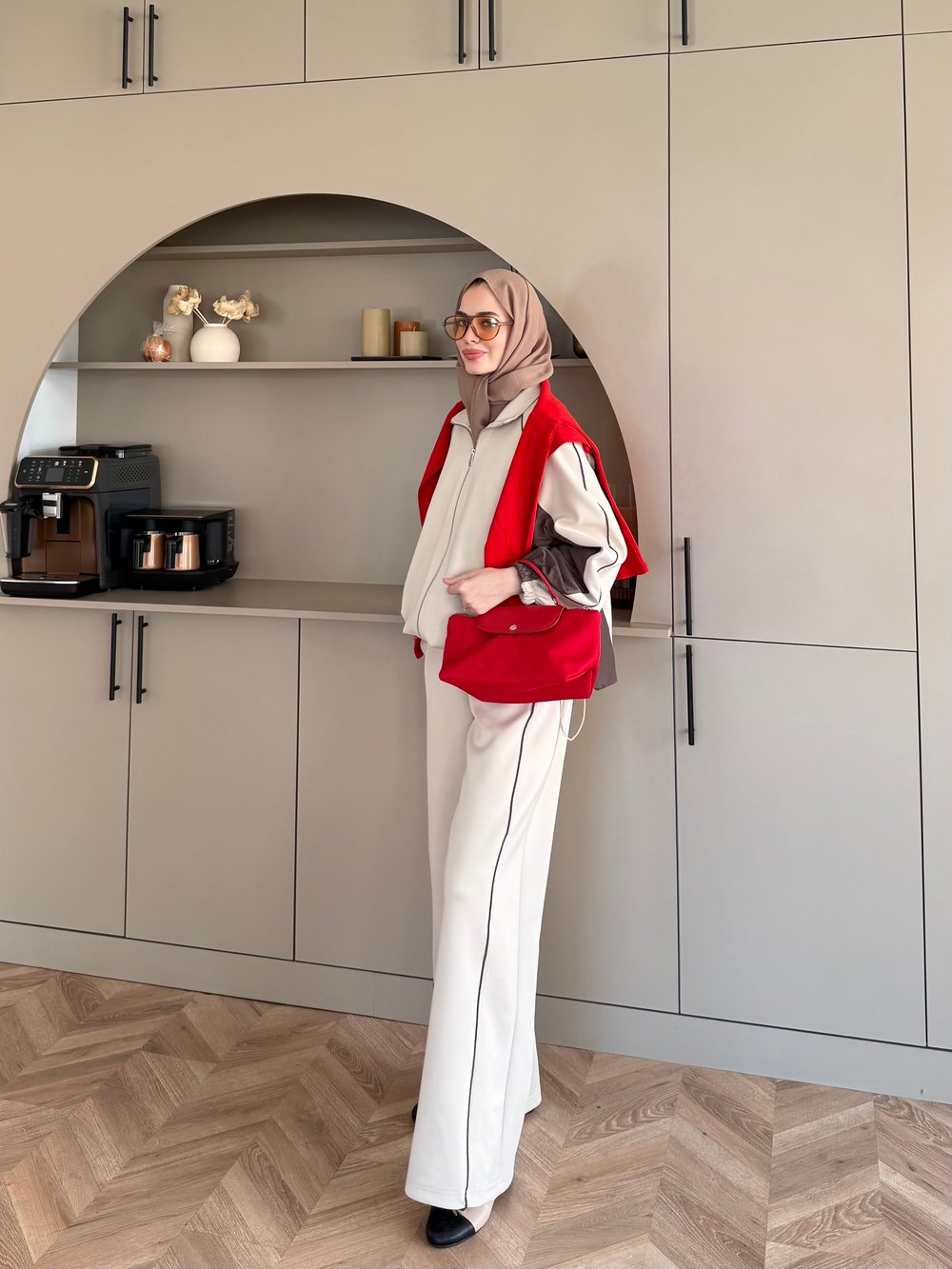 Carlot Fermuarlı Scuba Pantolonlu Takım Bej (4581)