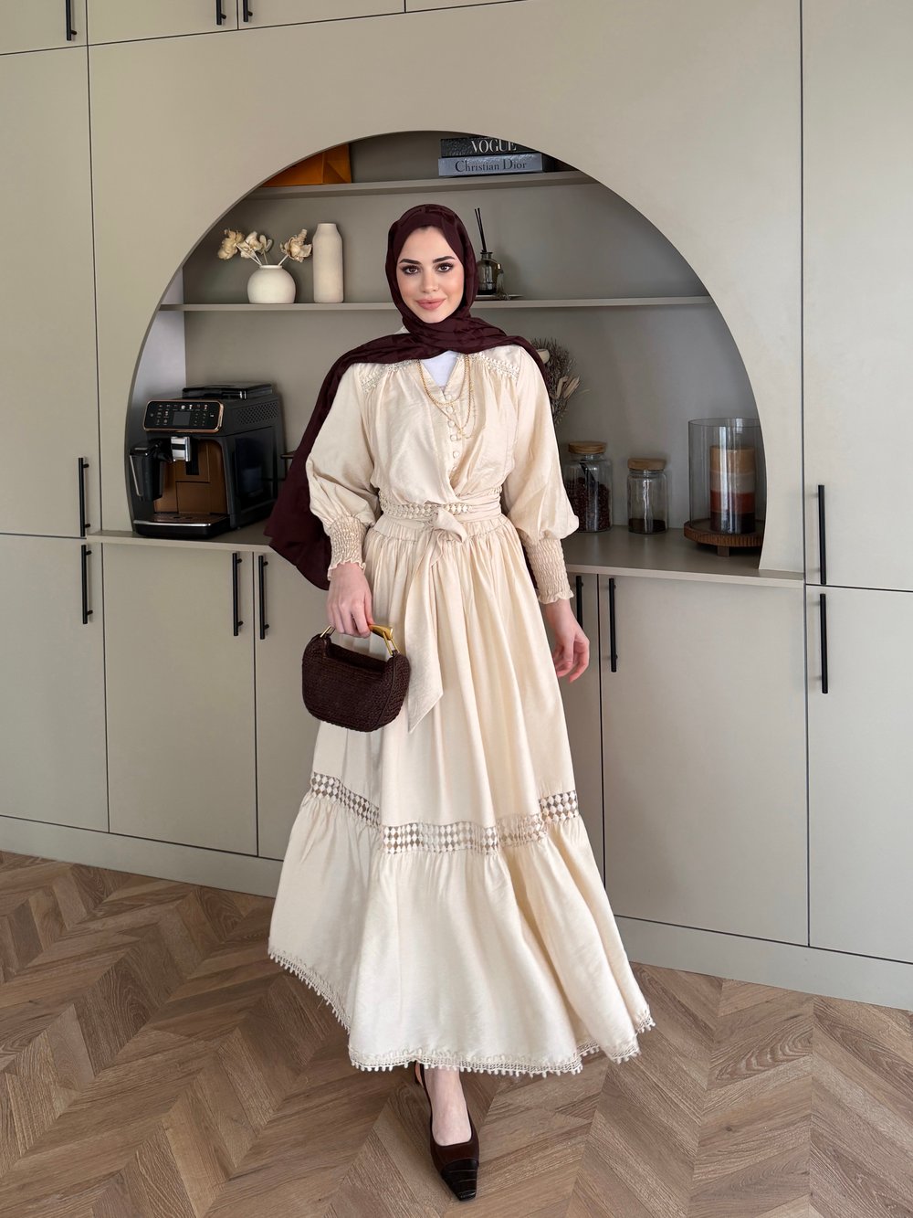 Caterina Güpürlü Etekli Takım Bej (5738)