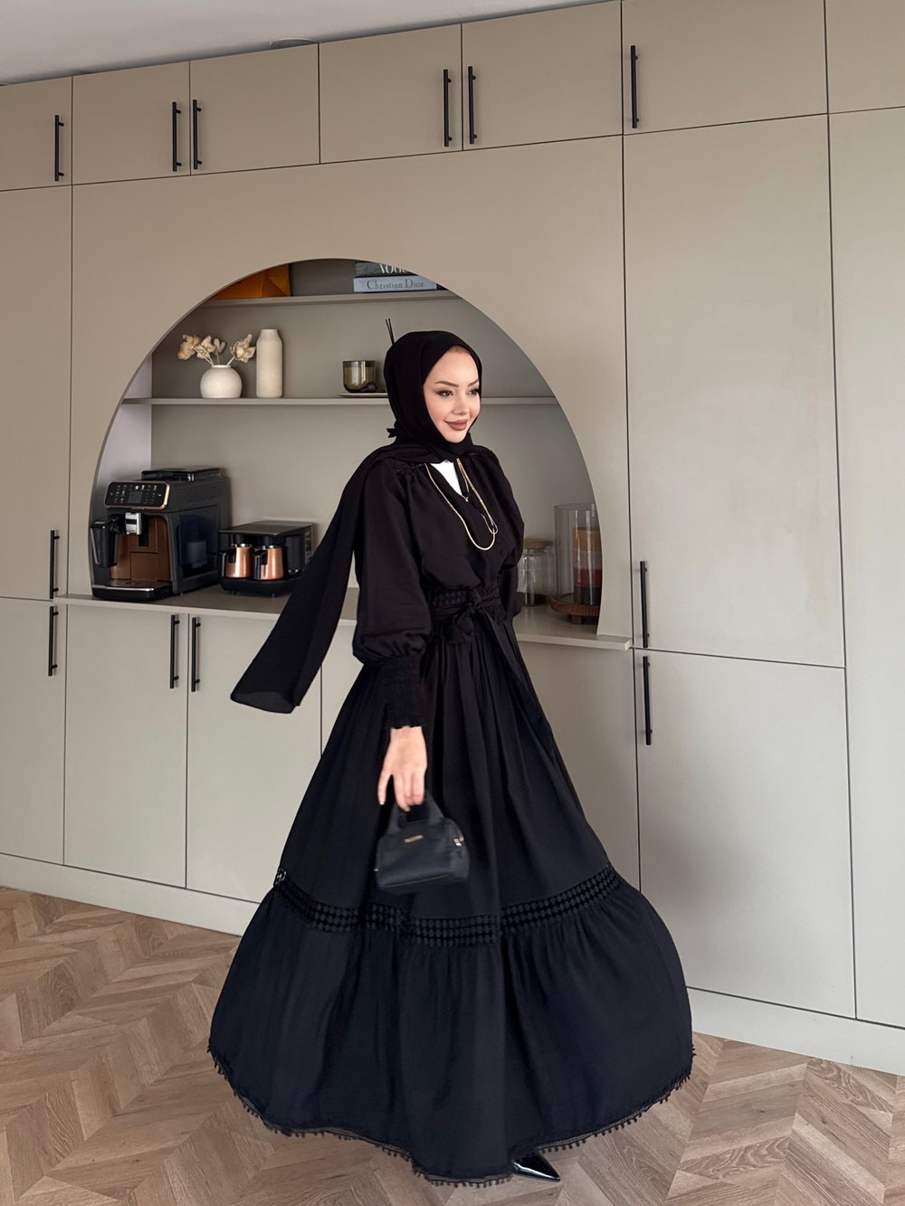 Caterina Güpürlü Etekli Takım Siyah (5738)