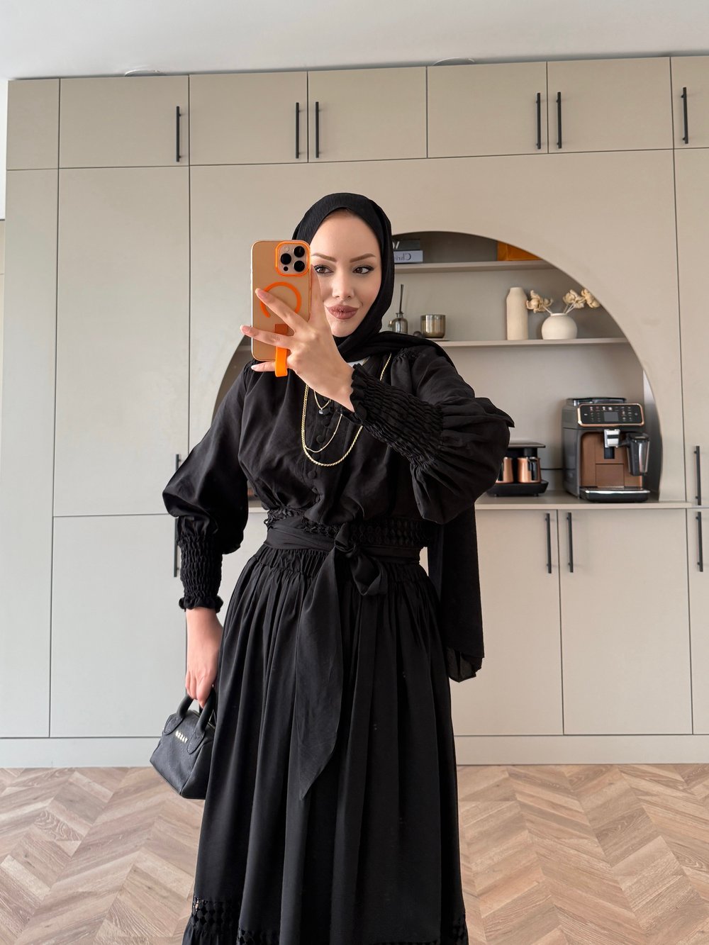 Caterina Güpürlü Etekli Takım Siyah (5738)