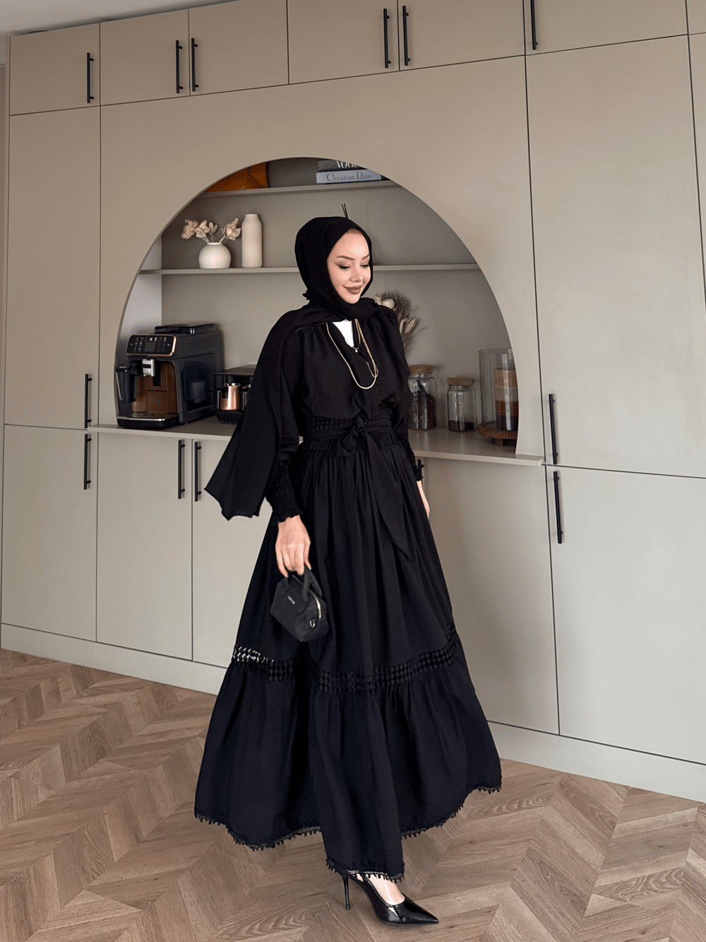Caterina Güpürlü Etekli Takım Siyah (5738)