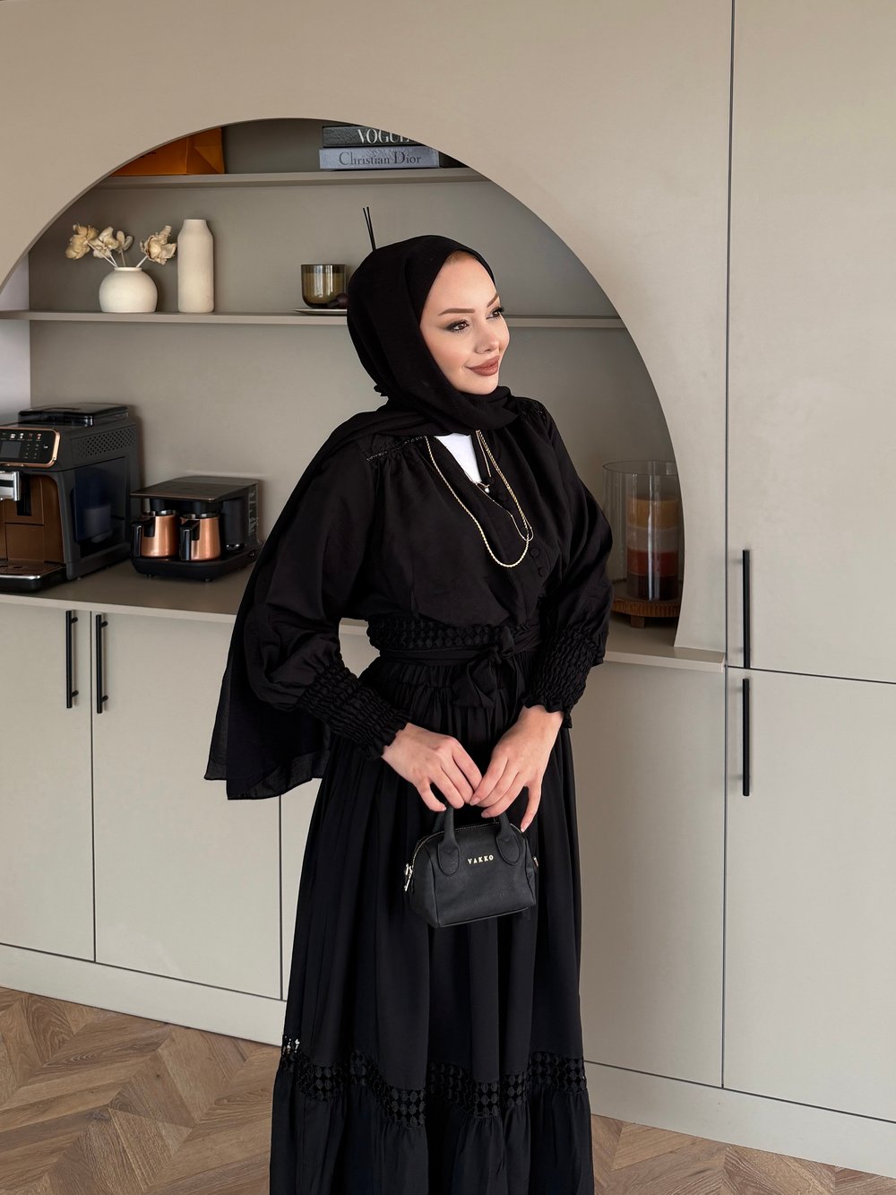 Caterina Güpürlü Etekli Takım Siyah (5738)
