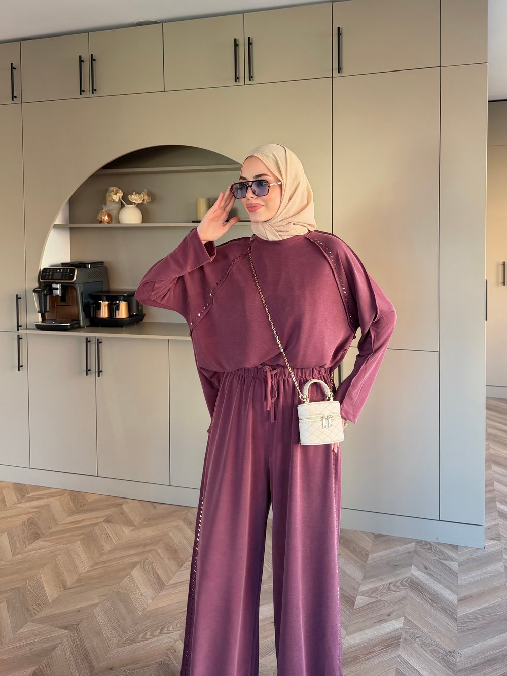 Claris Oysh Pantolonlu Takım Bordo (4549)
