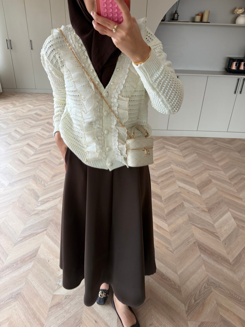 Clio Boncuk Detaylı Fırfırlı Hırka Beyaz (1199)