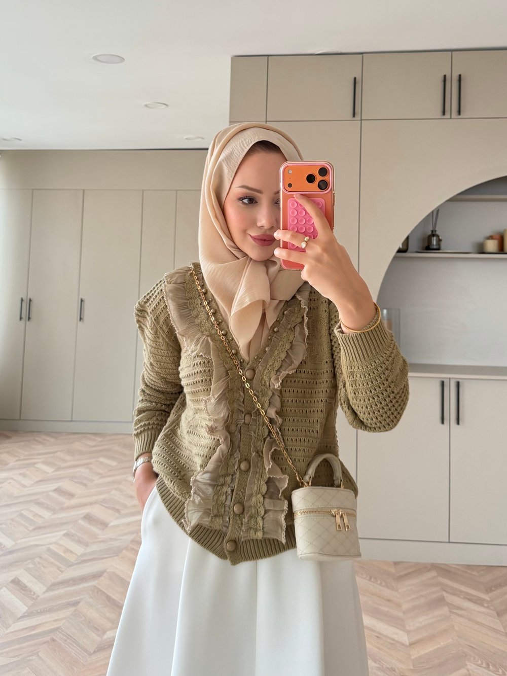 Clio Boncuk Detaylı Fırfırlı Hırka Haki (1199)