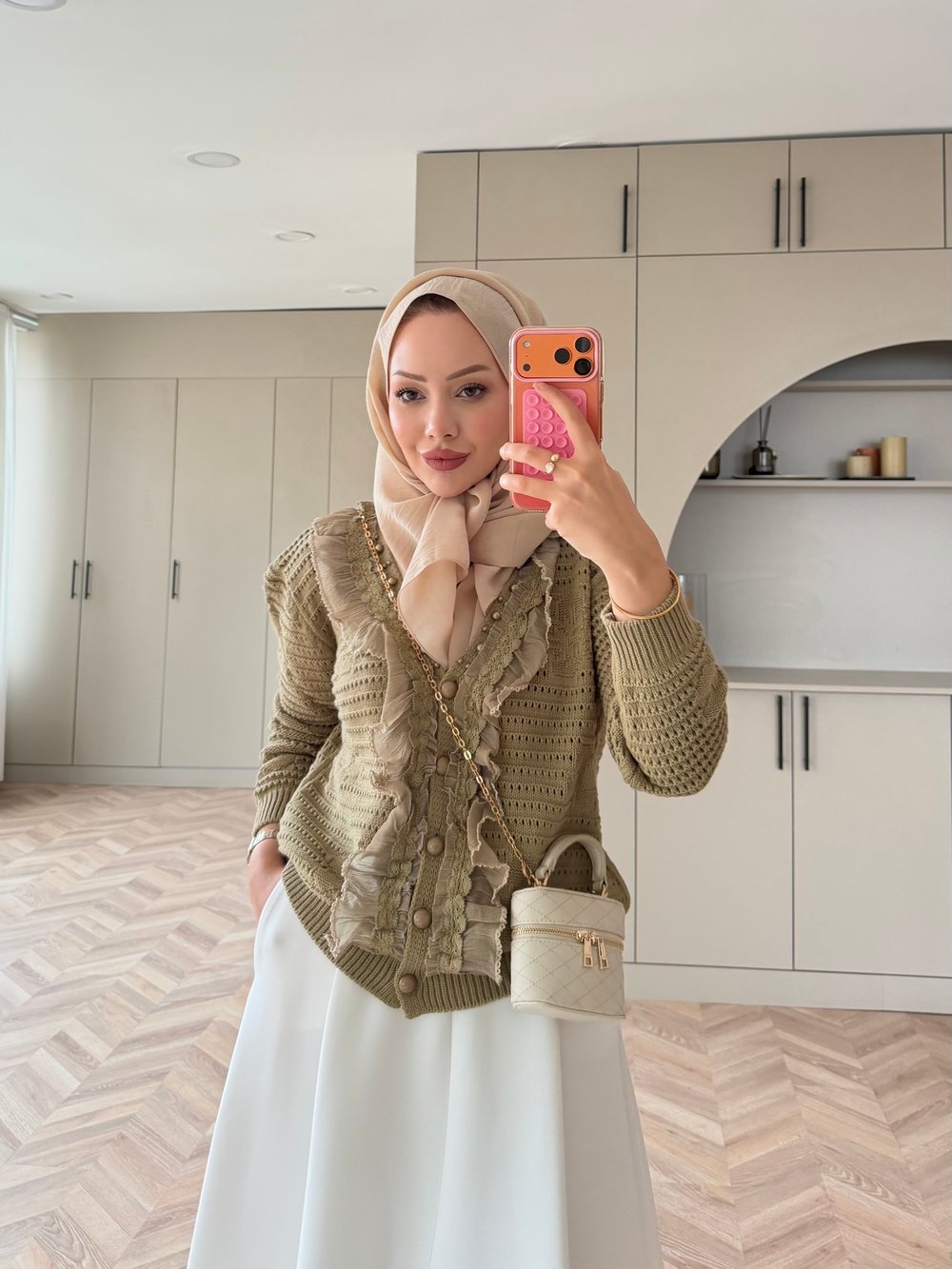Clio Boncuk Detaylı Fırfırlı Hırka Haki (1199)
