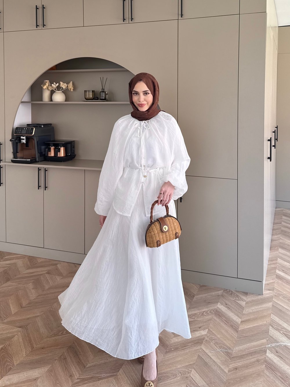 Coast İnci Düğme Detaylı Pantolon Takım Ekru (3080)