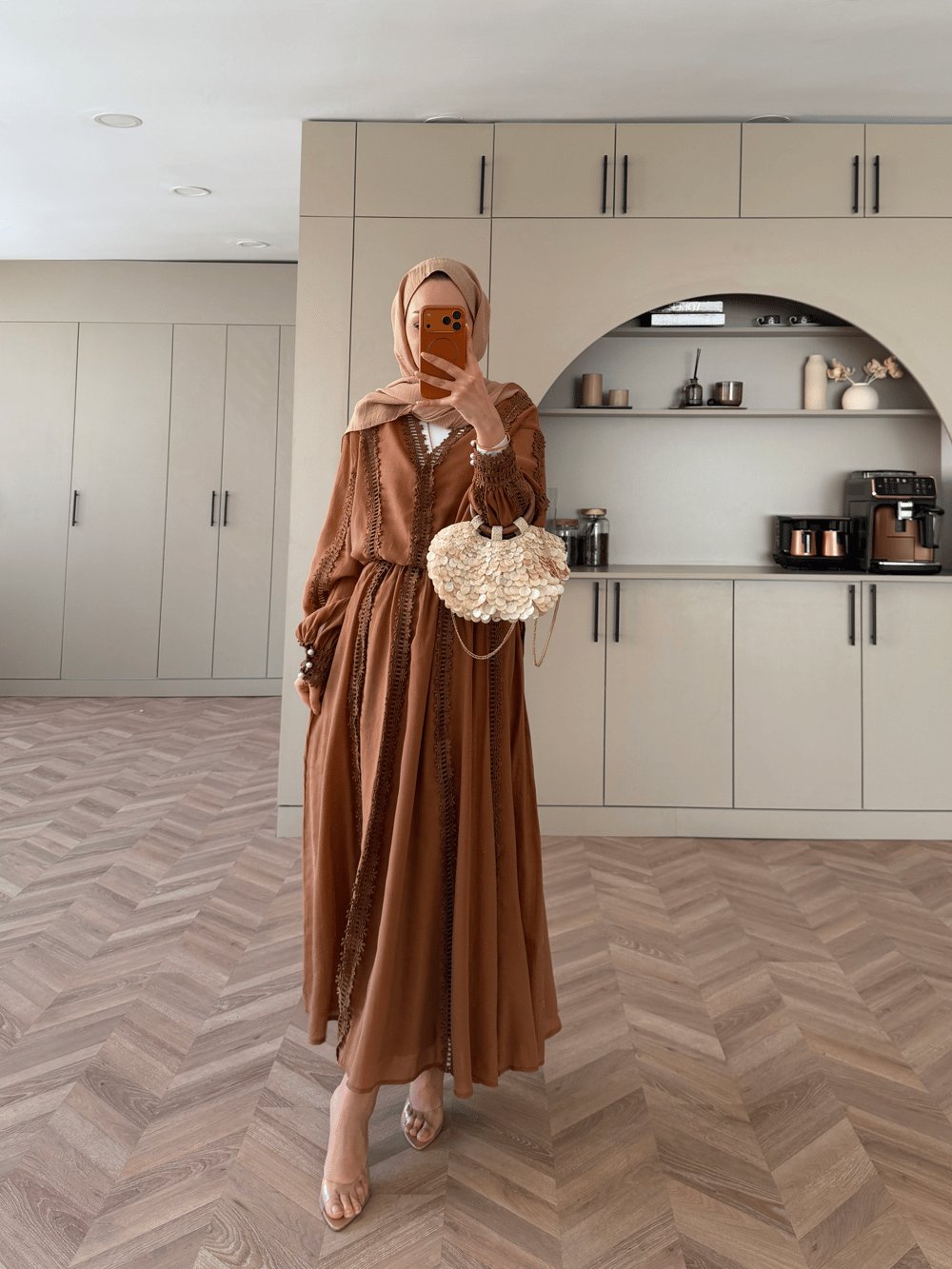Cosmos Dantelli Etekli Takım Camel (5707)