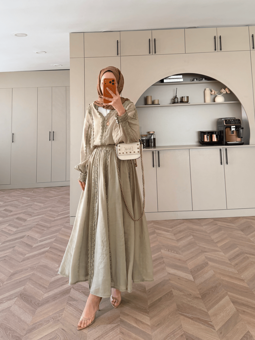 Cosmos Dantelli Etekli Takım Haki (5707)