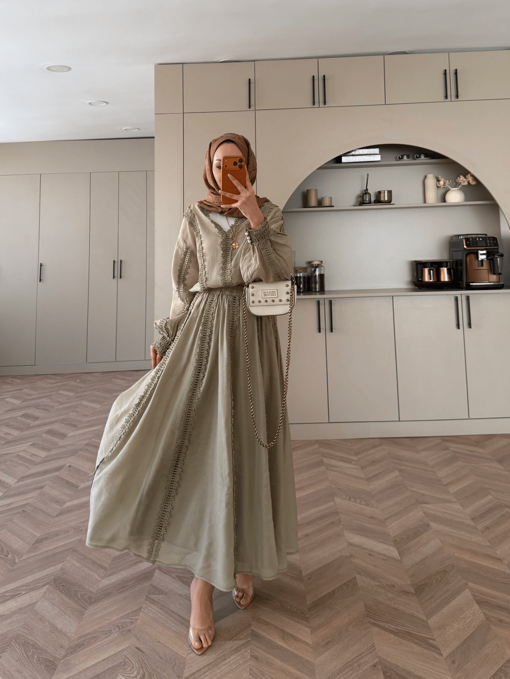 Cosmos Dantelli Etekli Takım Haki (5707)