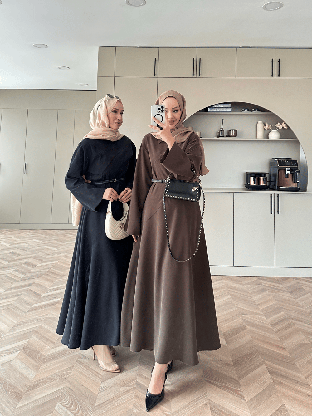 Davina Kemerli Modal Elbise Acı Kahve (648)