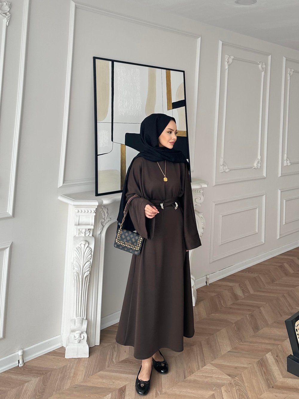 Desni İki İplik Elbise Acı Kahve