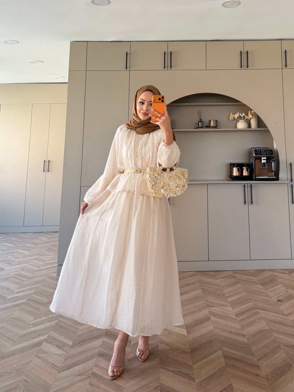 Diana Düğmeli Etekli Takım Bej (5723)