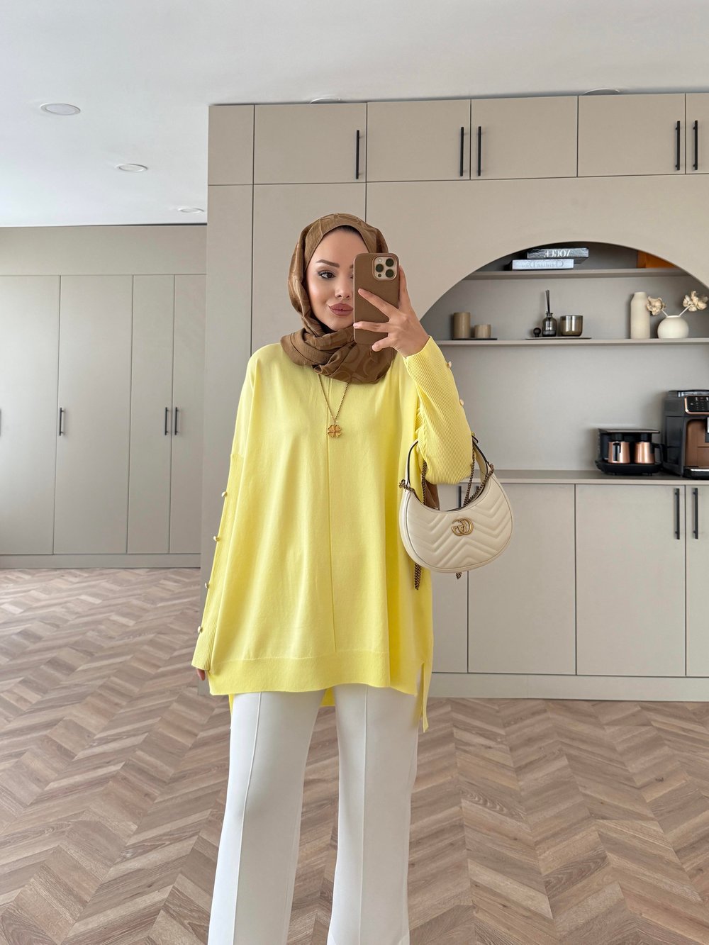 Düğmeli Merserize Kazak ButterYellow