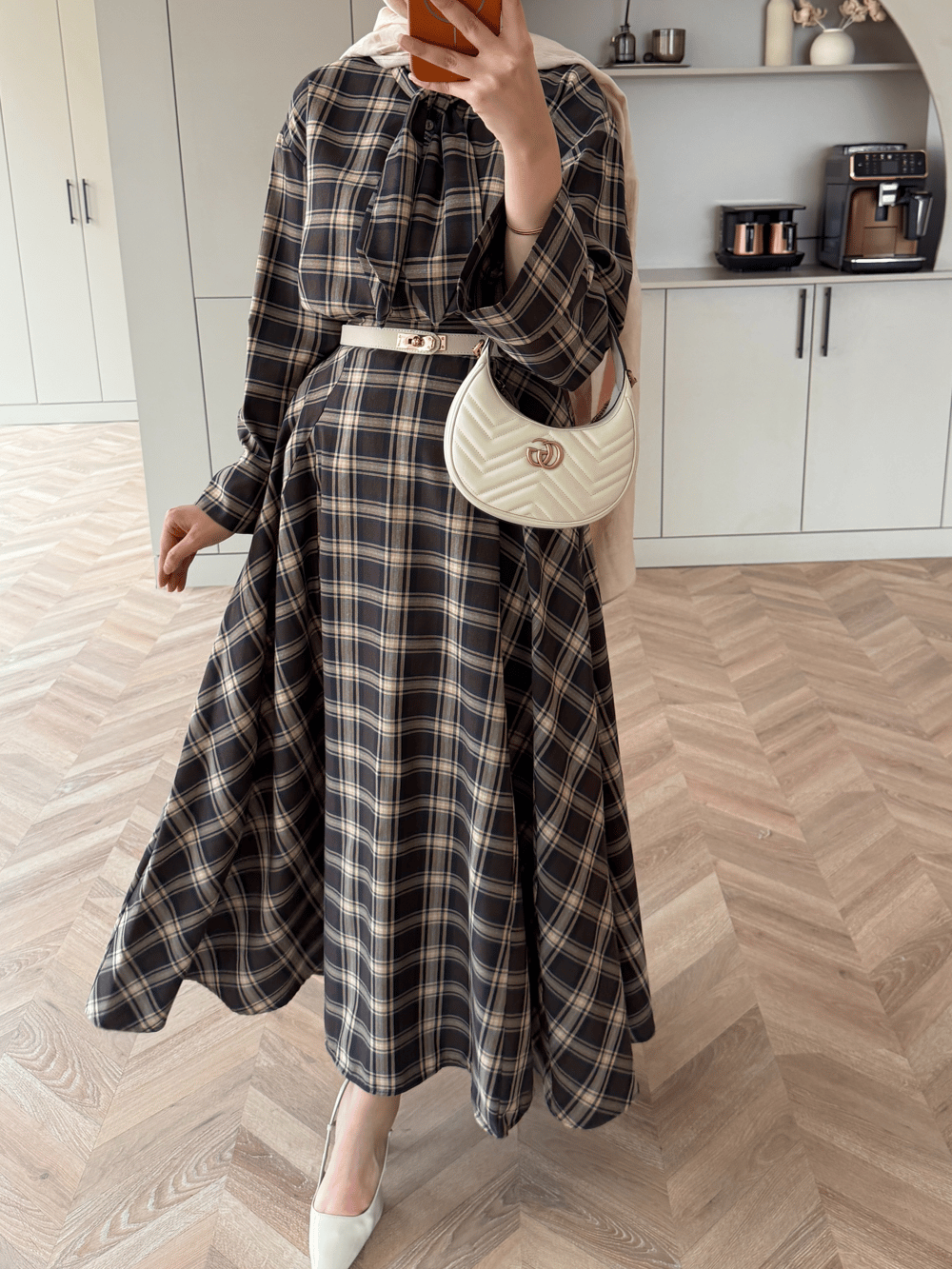 Ebony Bağlamalı Ekose Etekli Takım Olive (2336)