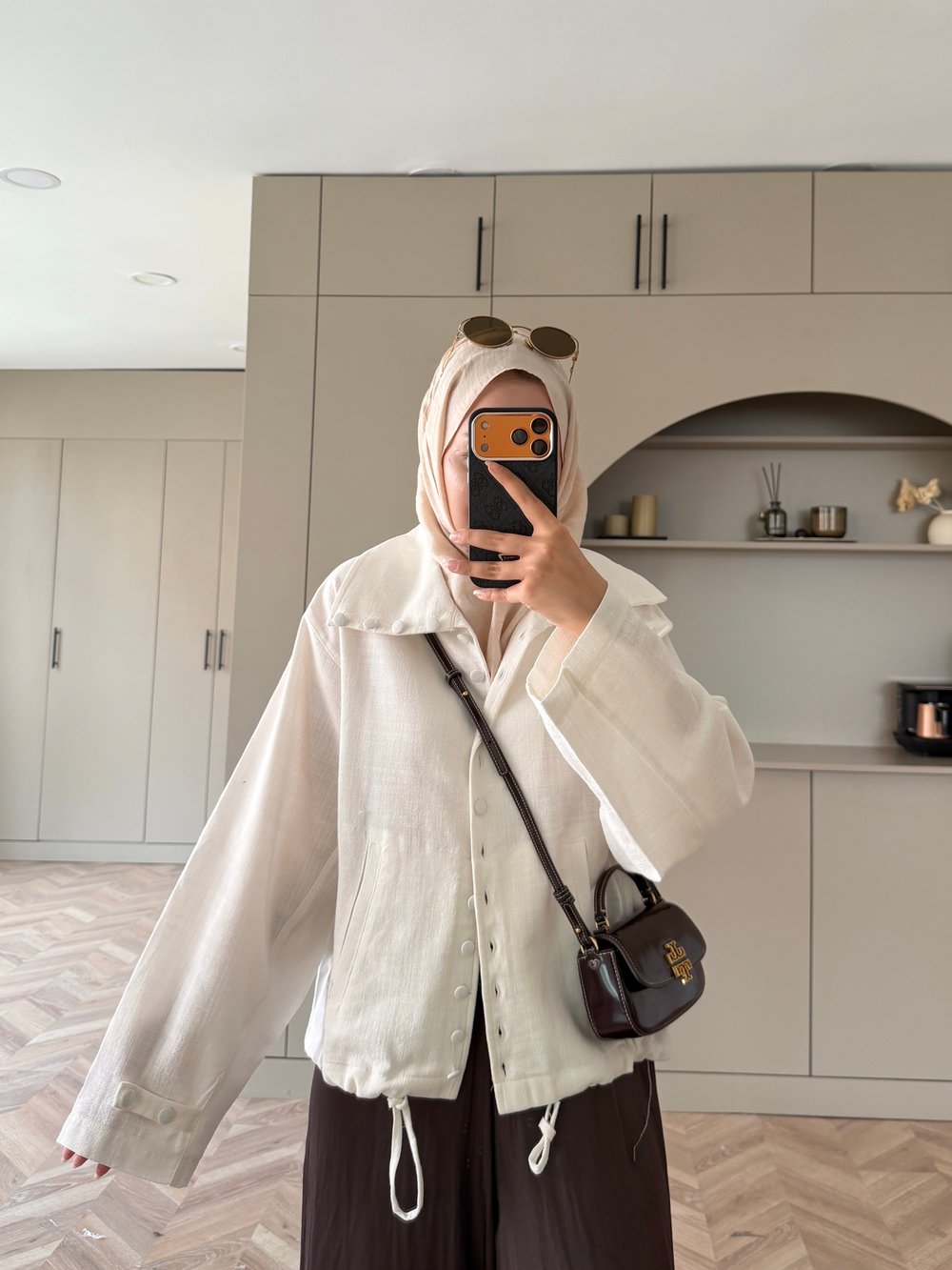 Eda Düğme Detaylı Keten Ceket Beyaz (2369)