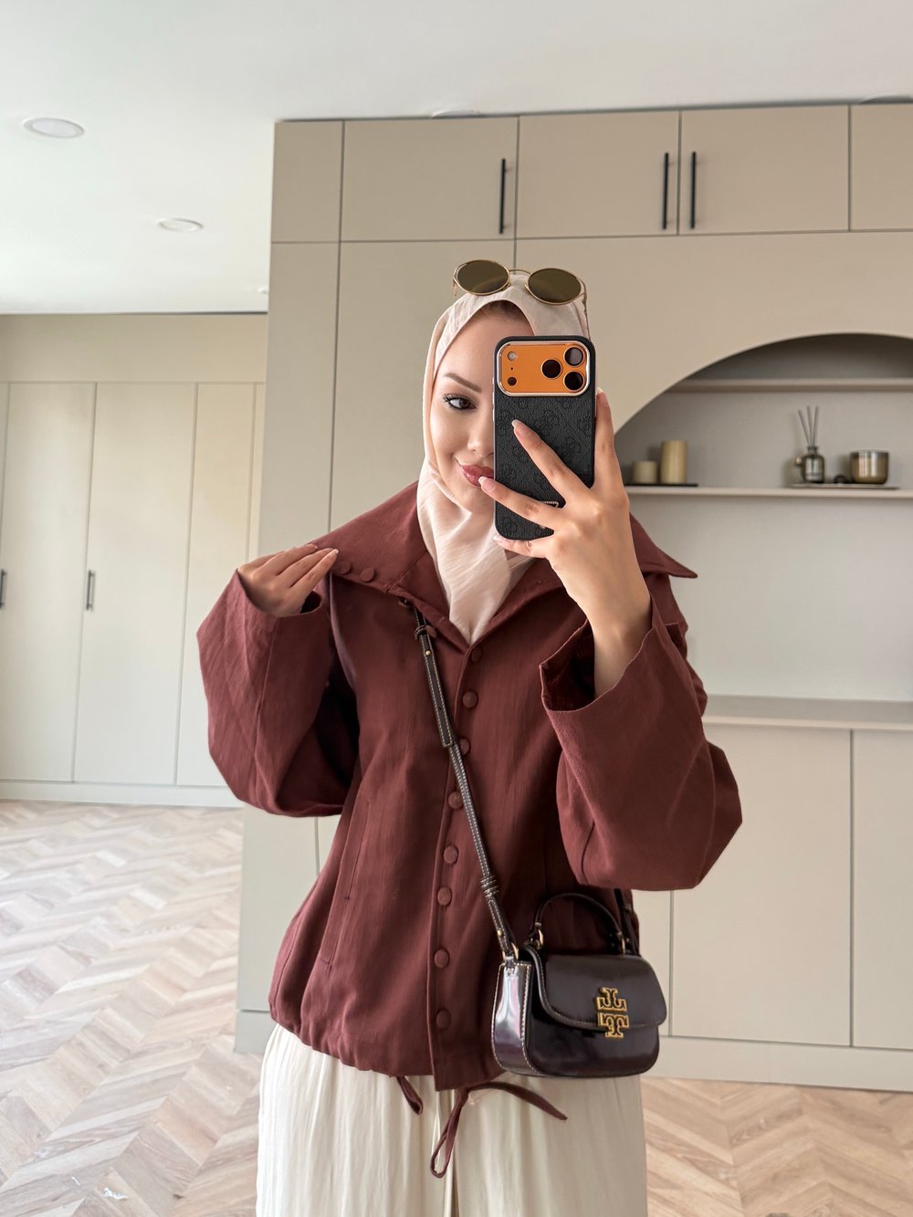 Eda Düğme Detaylı Keten Ceket Bordo (2369)