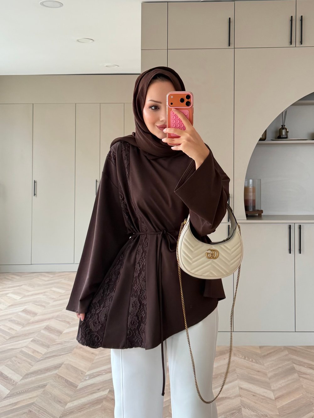 Ela Dantel Detaylı Sweat Kahve (3597)