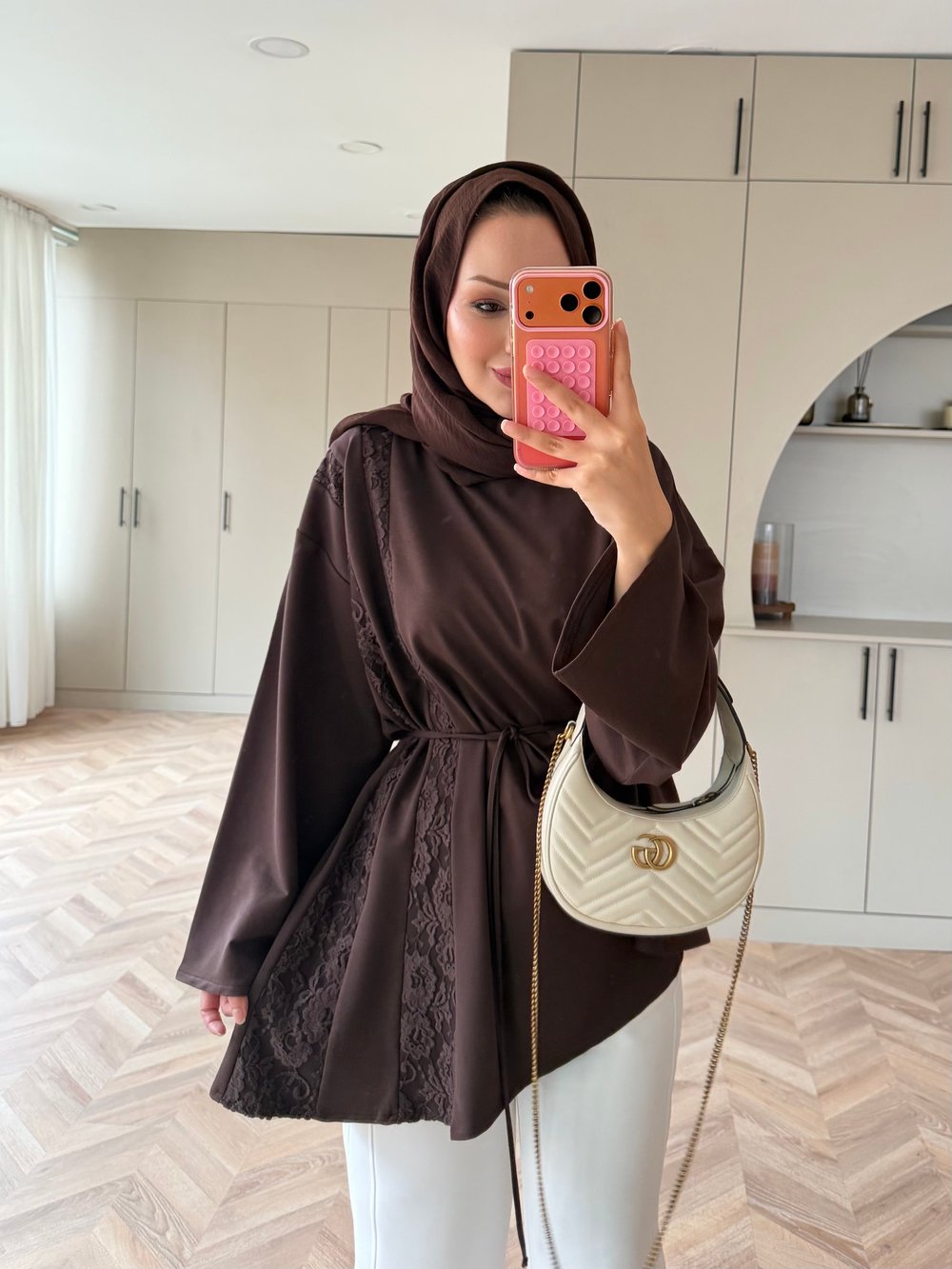 Ela Dantel Detaylı Sweat Kahve (3597)