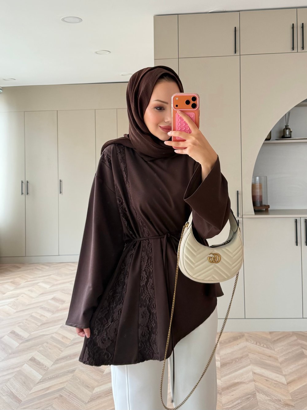 Ela Dantel Detaylı Sweat Kahve (3597)