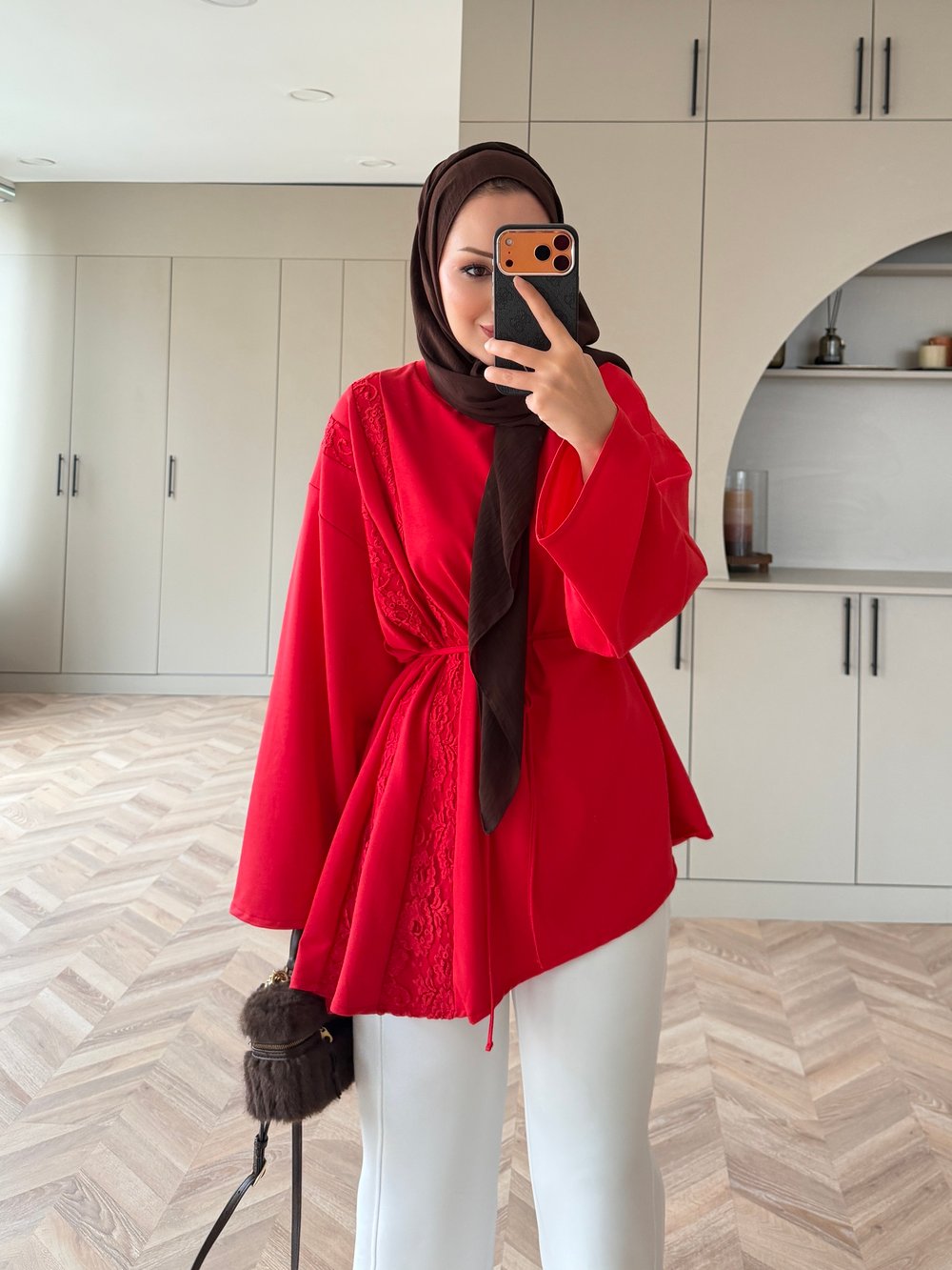 Ela Dantel Detaylı Sweat Kırmızı (3597)