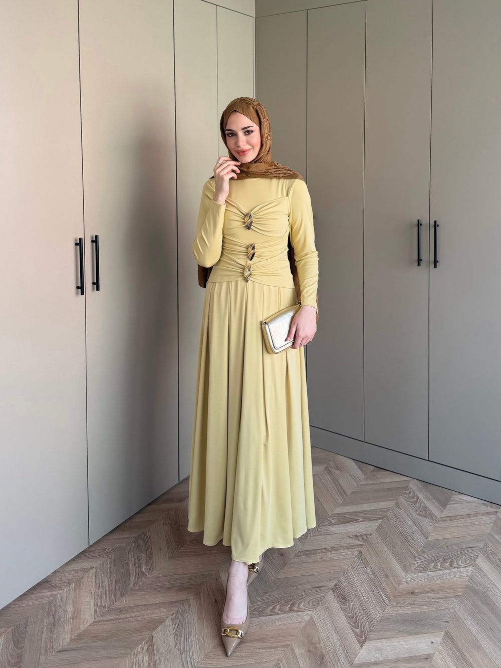 Elite Drapeli Sandy Elbise ButterYellow (1897)