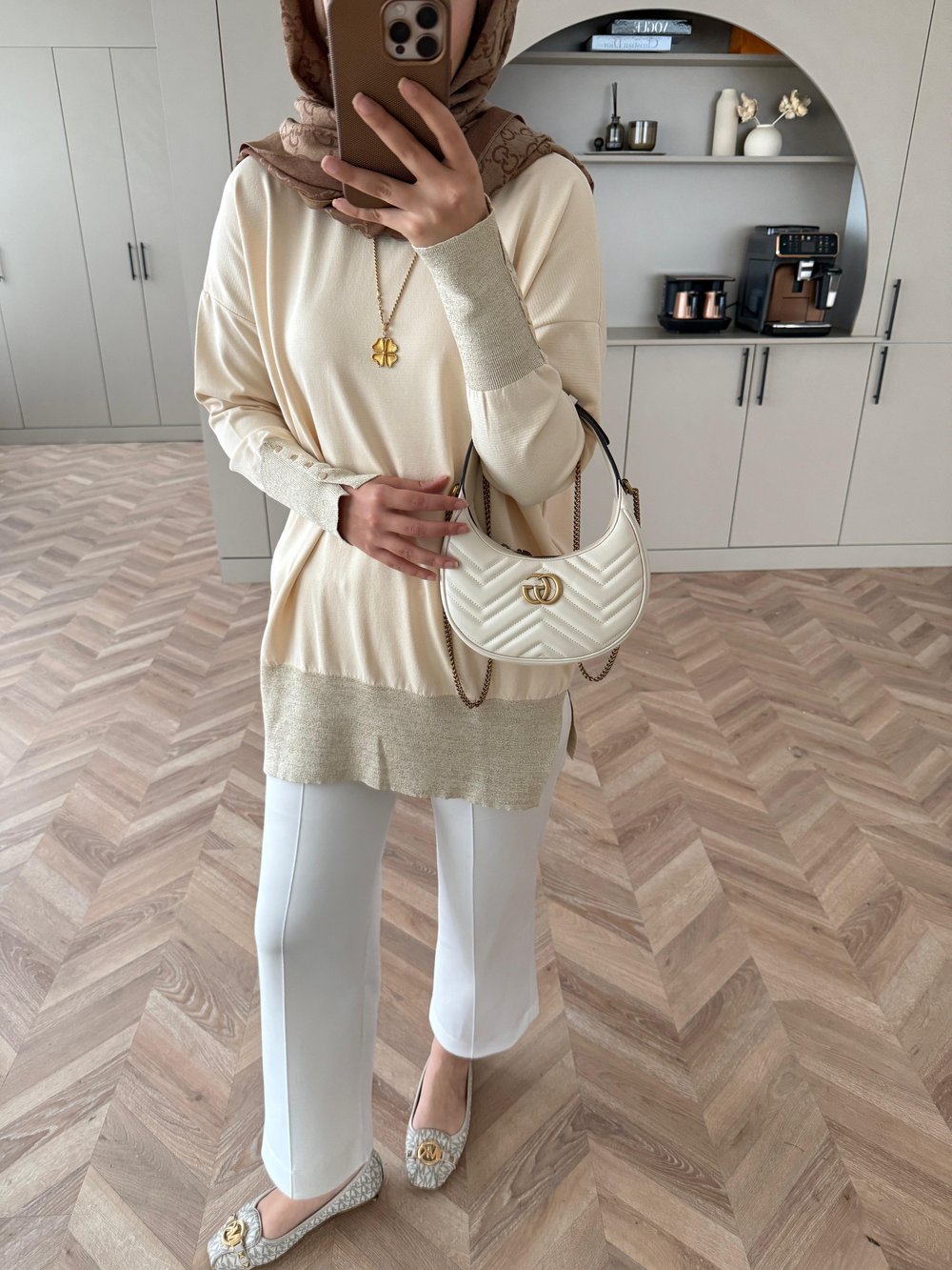 Elon Sim Detaylı Merserize Kazak Bej