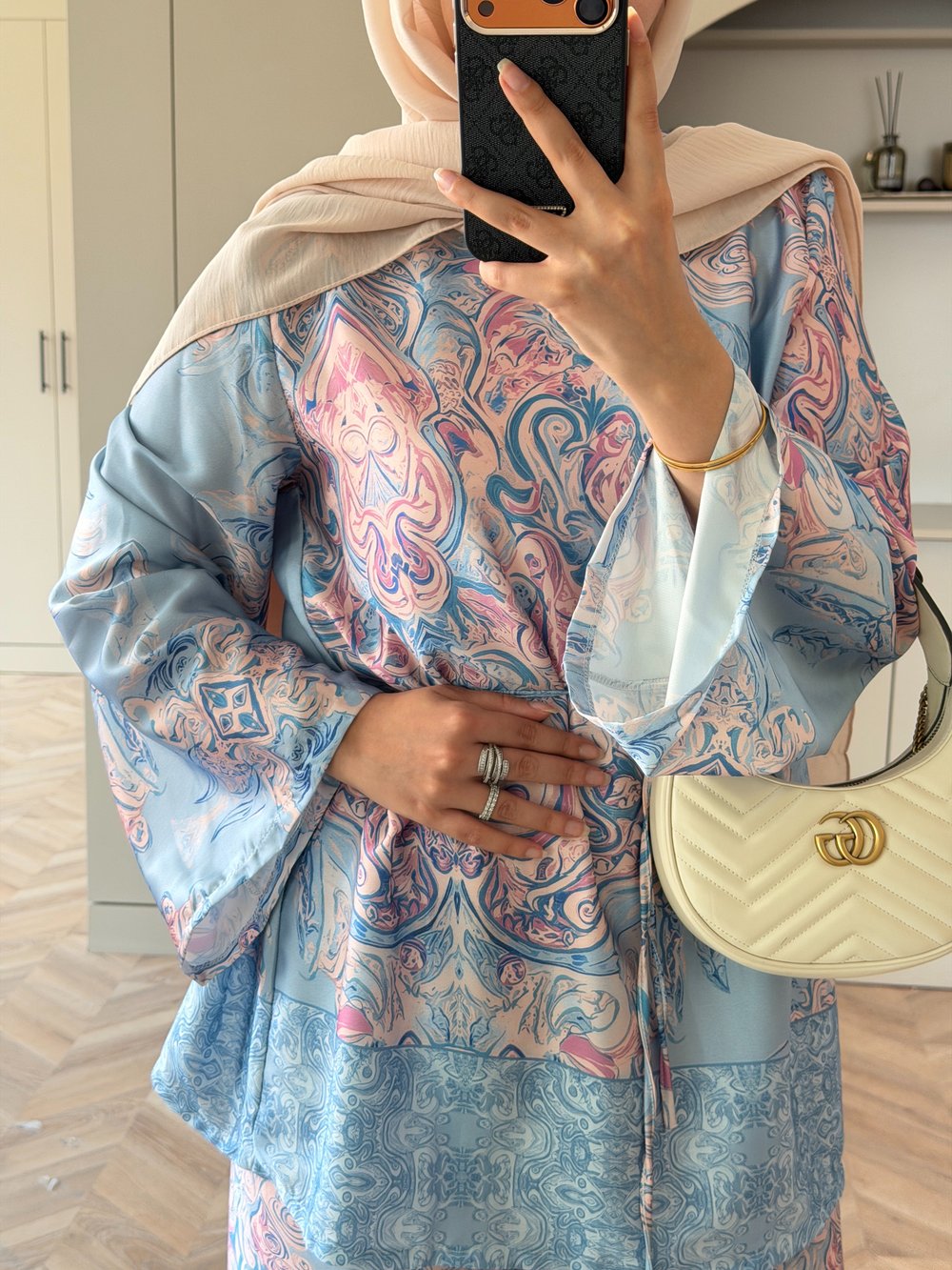 Elovia Desenli Pantolonlu Takım Mavi (4525)