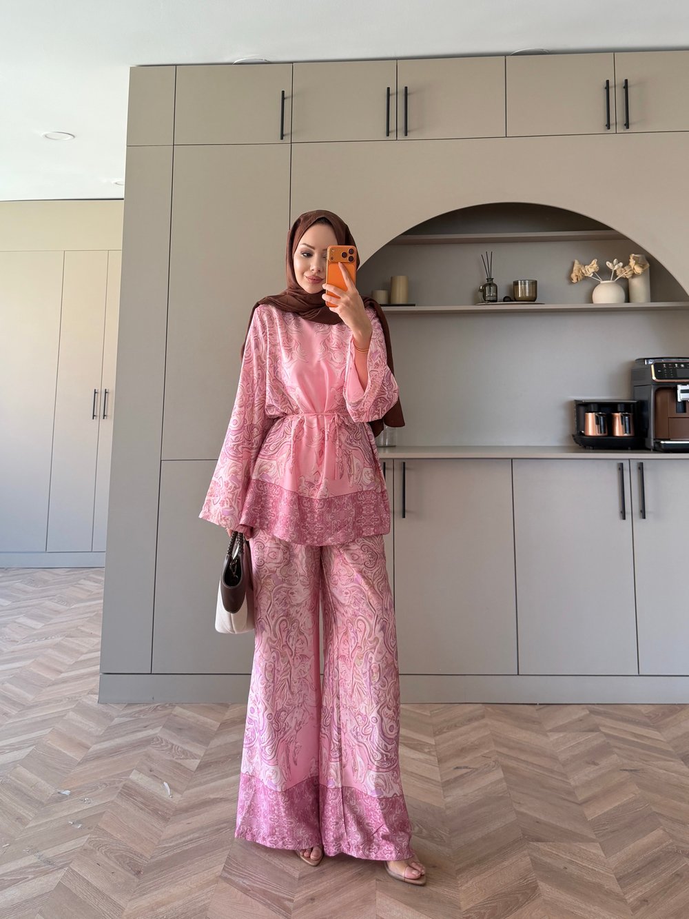 Elovia Desenli Pantolonlu Takım Pembe (4525)