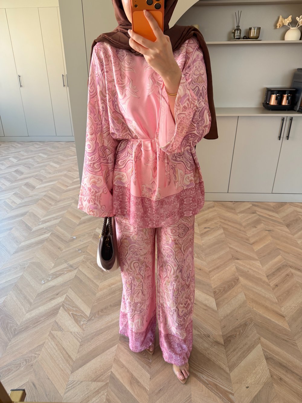 Elovia Desenli Pantolonlu Takım Pembe (4525)