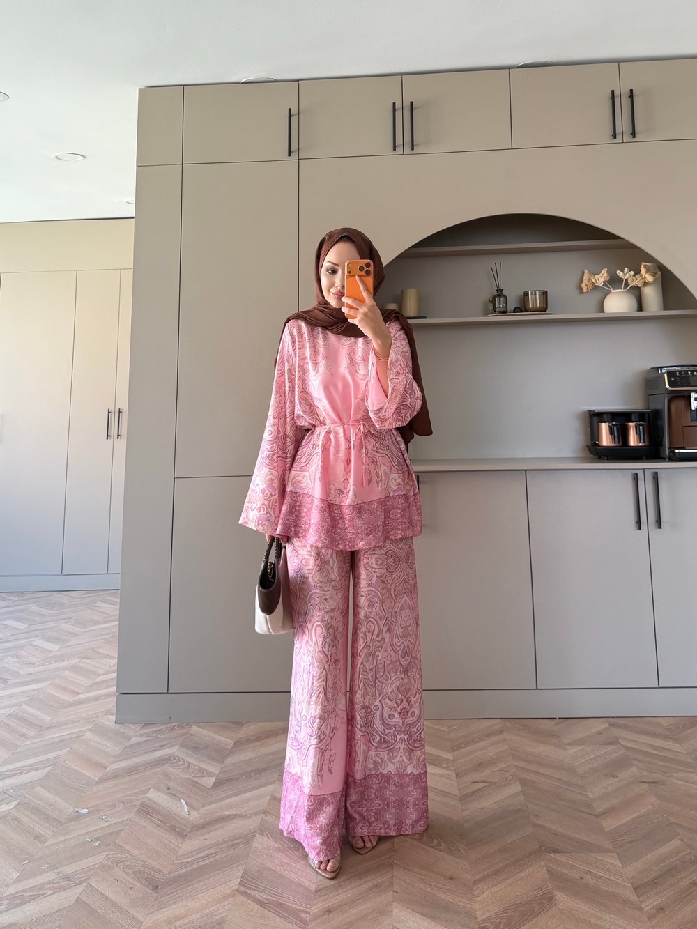 Elovia Desenli Pantolonlu Takım Pembe (4525)