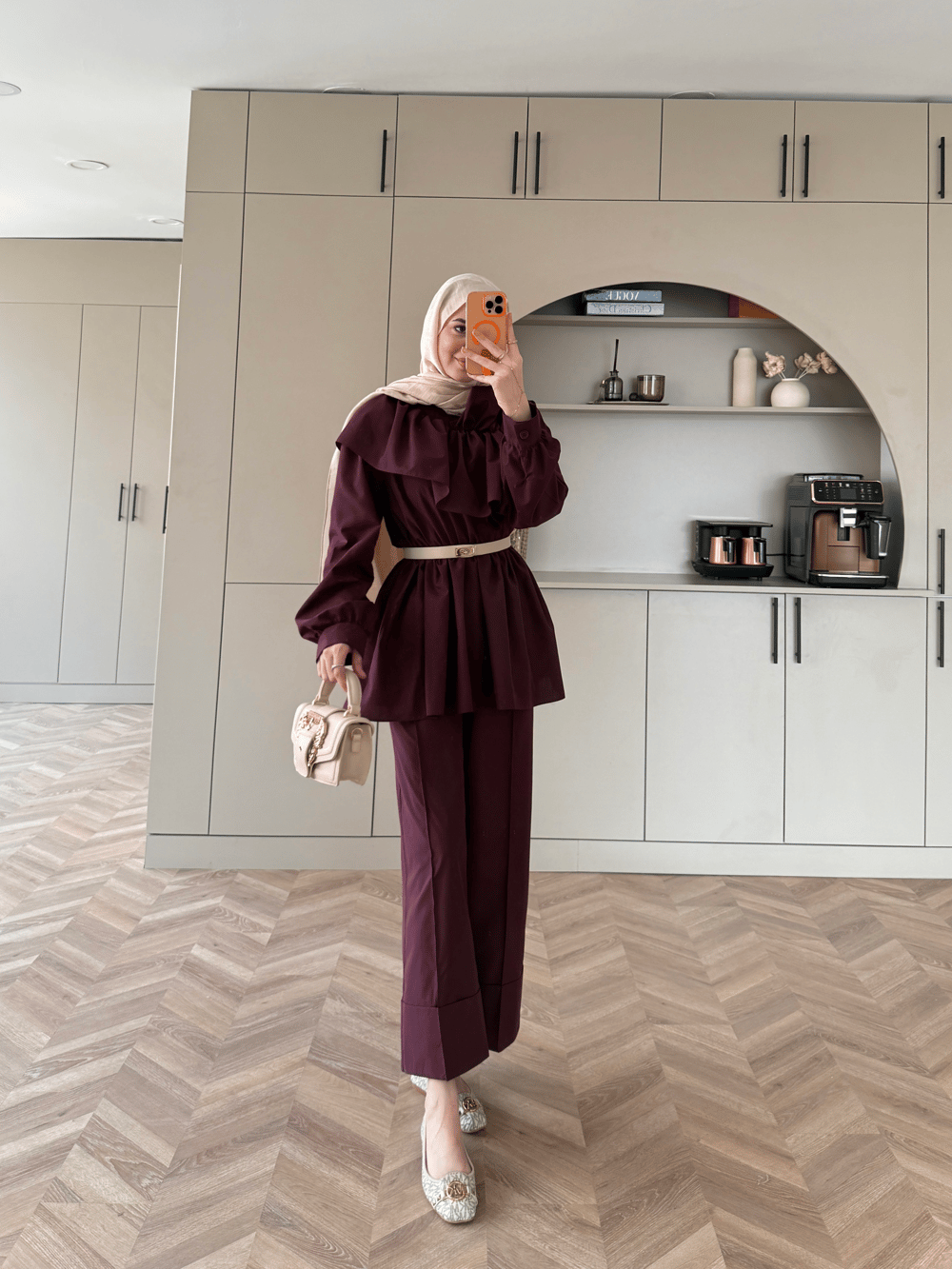 Evelia Fırfırlı Pantolon Takım Mürdüm (549)
