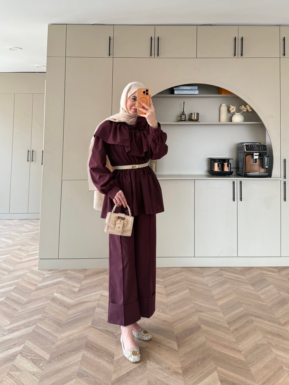 Evelia Fırfırlı Pantolon Takım Mürdüm (549)