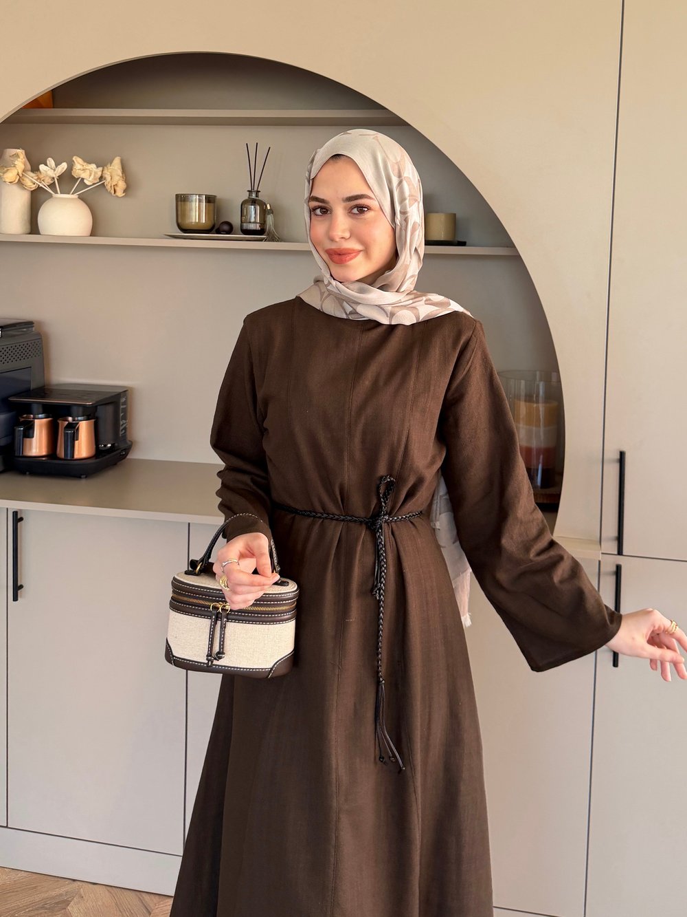 Eyyo Keten Elbise Acı Kahve (3335)