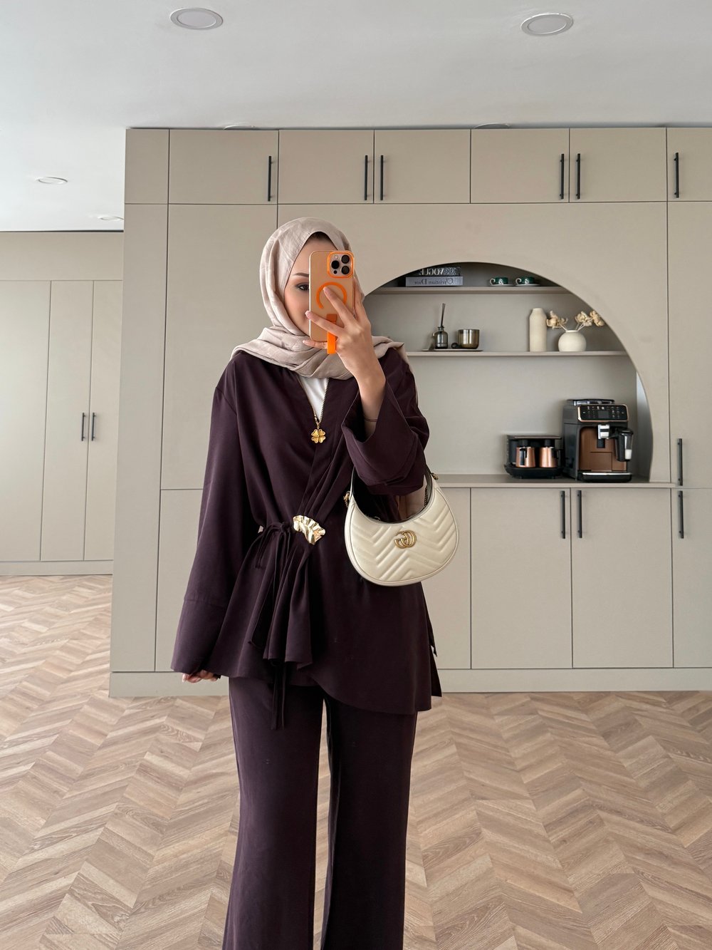 Farbo Yandan Bağlamalı Broşlu Modal Takım Mürdüm (4413)