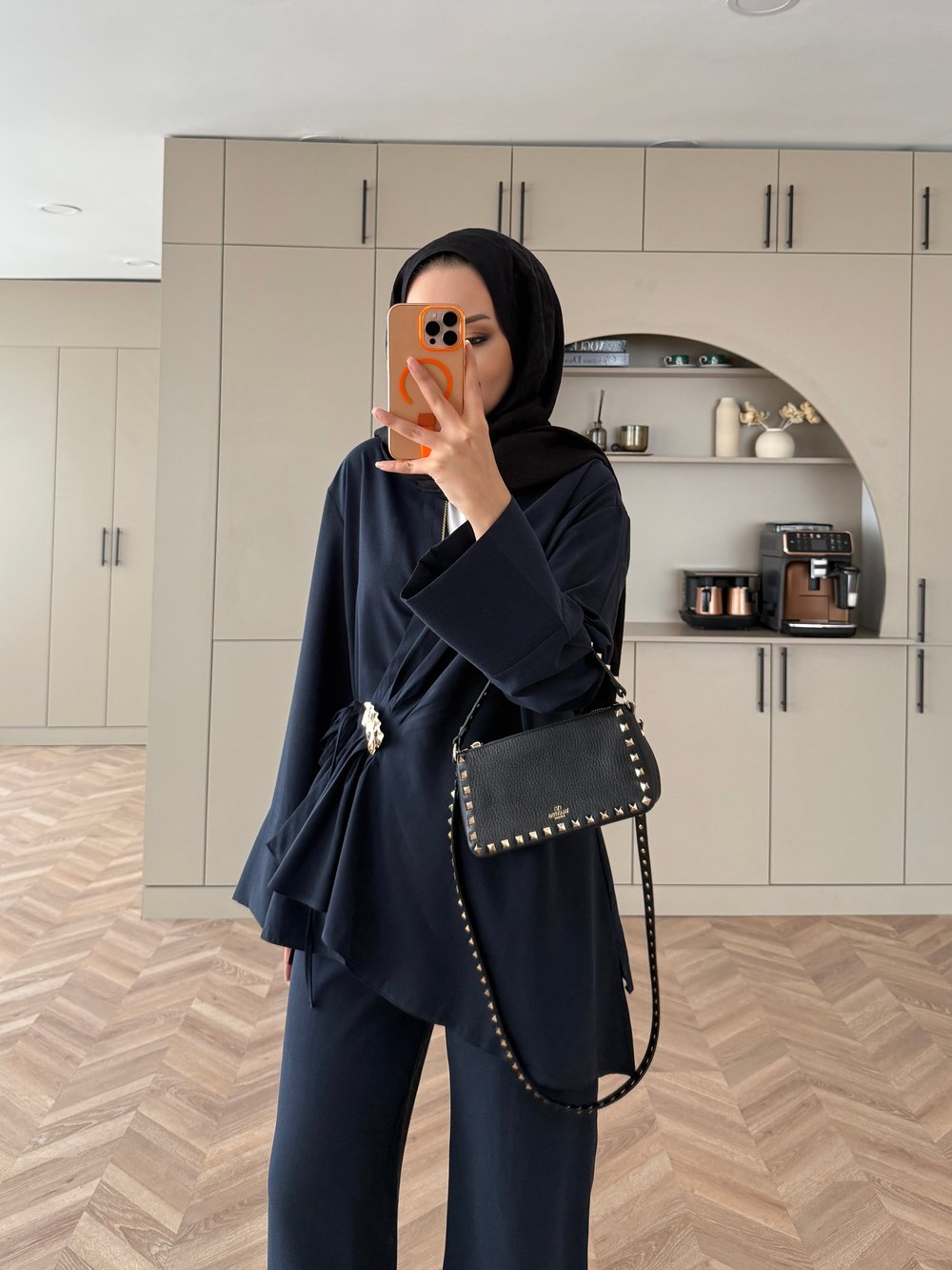 Farbo Yandan Bağlamalı Broşlu Cupra Takım Lacivert (4413)