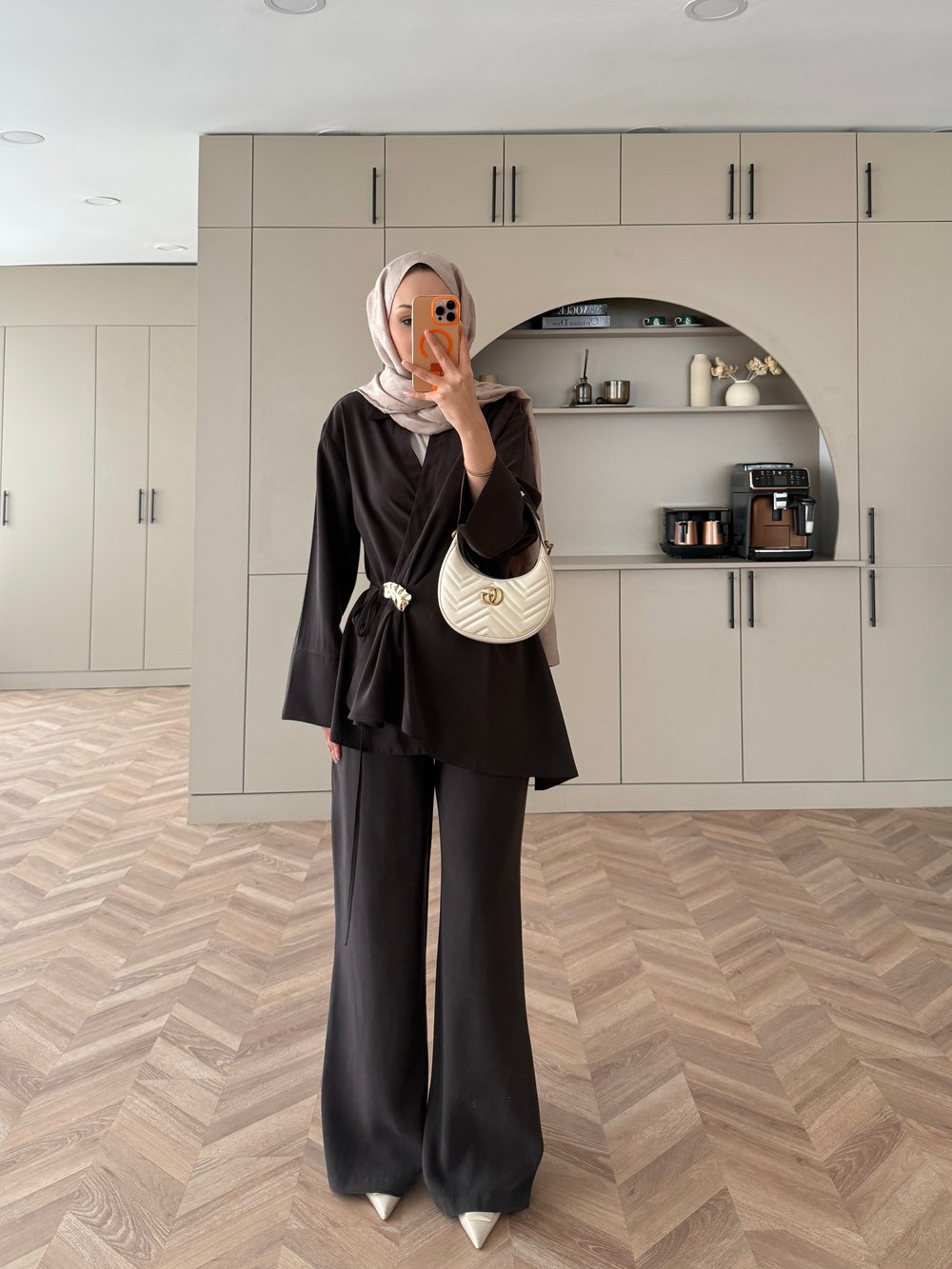 Farbo Yandan Bağlamalı Broşlu Modal Takım Acı Kahve (4413)