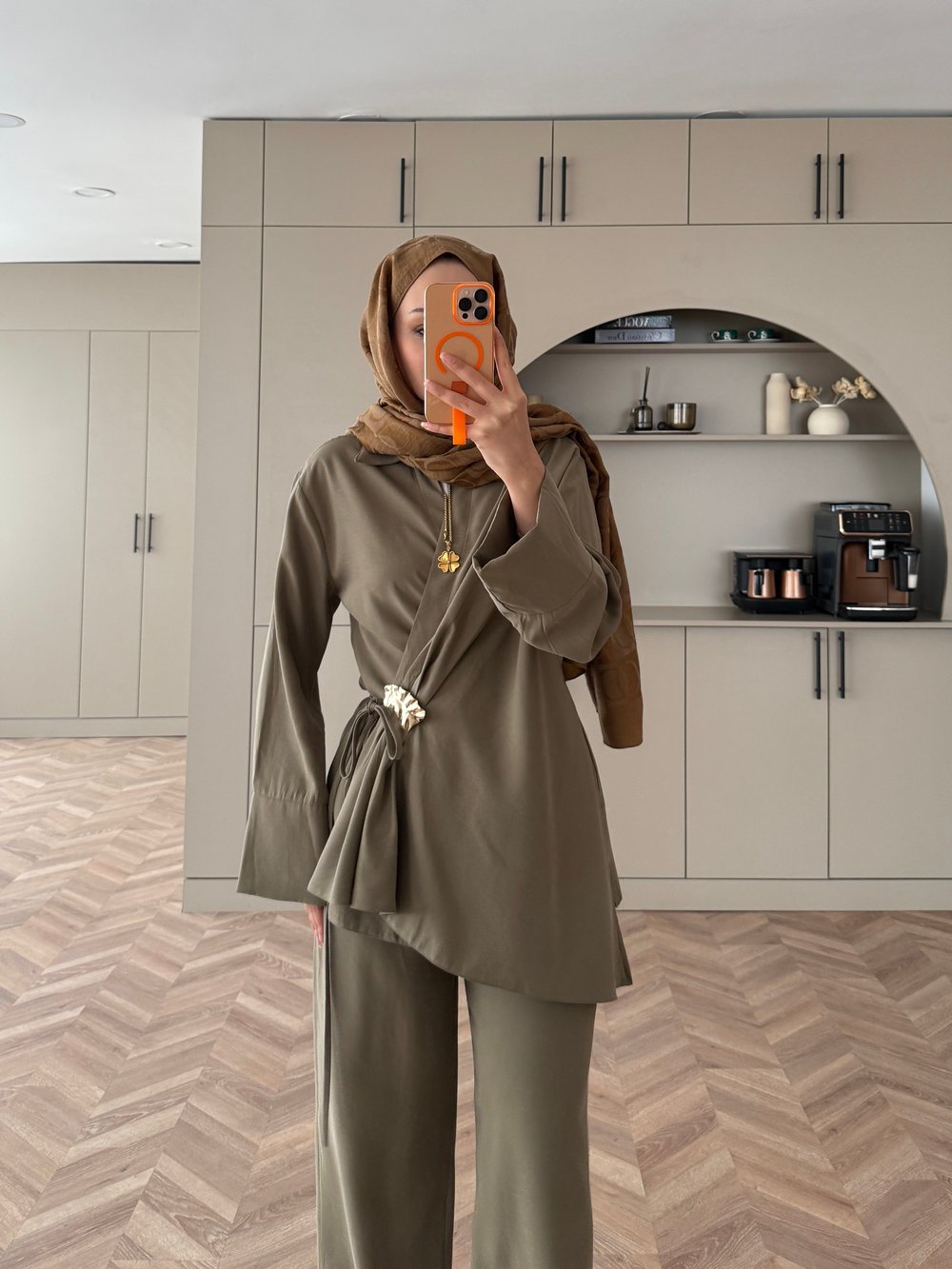 Farbo Yandan Bağlamalı Broşlu Cupra Takım Haki (4413) 