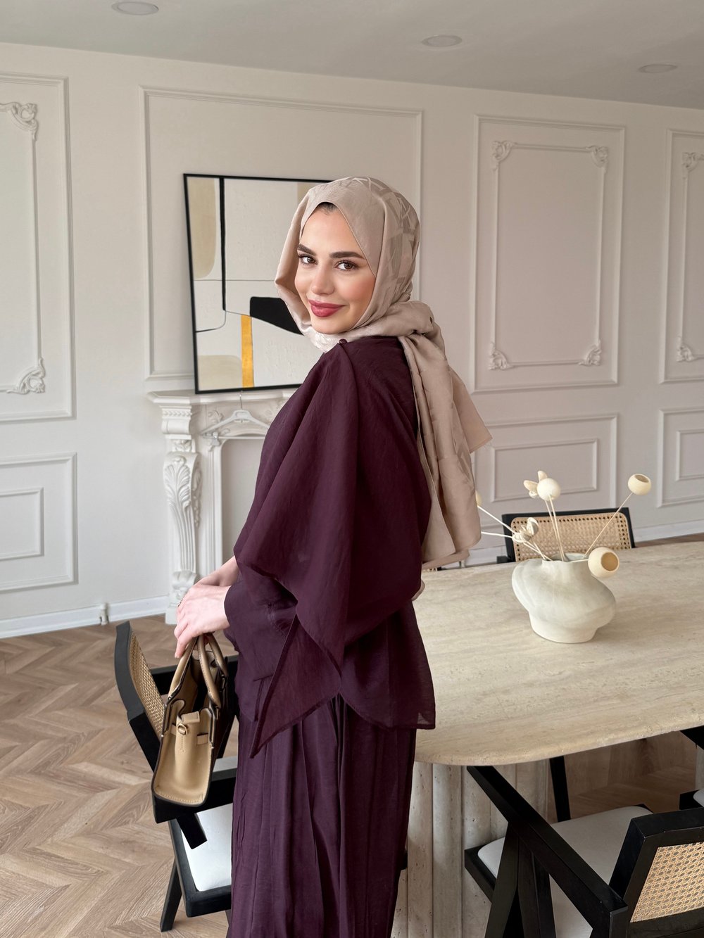 Flair Asimetrik Kesim Pantolon Takım Mürdüm (8050)