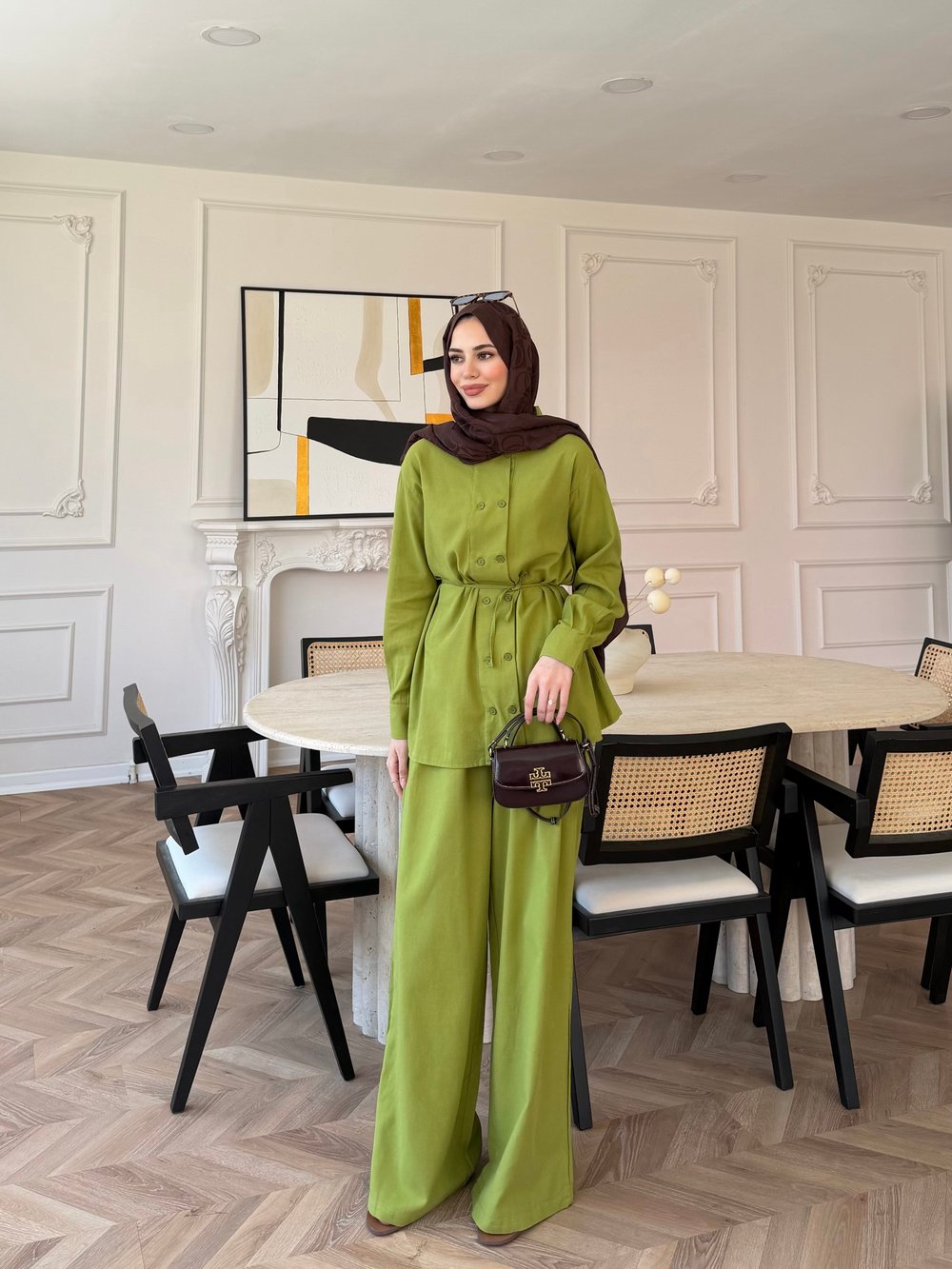 Flint Düğme Detaylı Pantolonlu Takım Yeşil (4517)