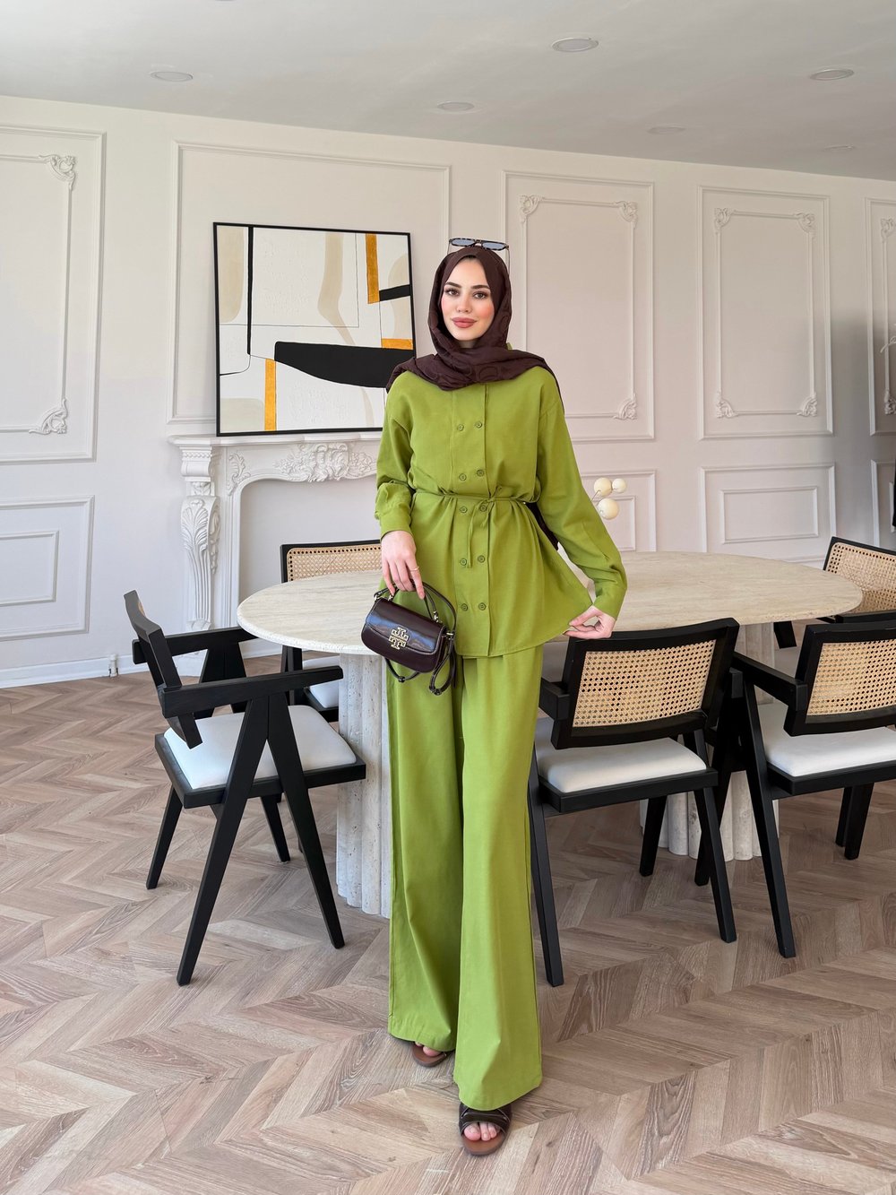 Flint Düğme Detaylı Pantolonlu Takım Yeşil (4517)