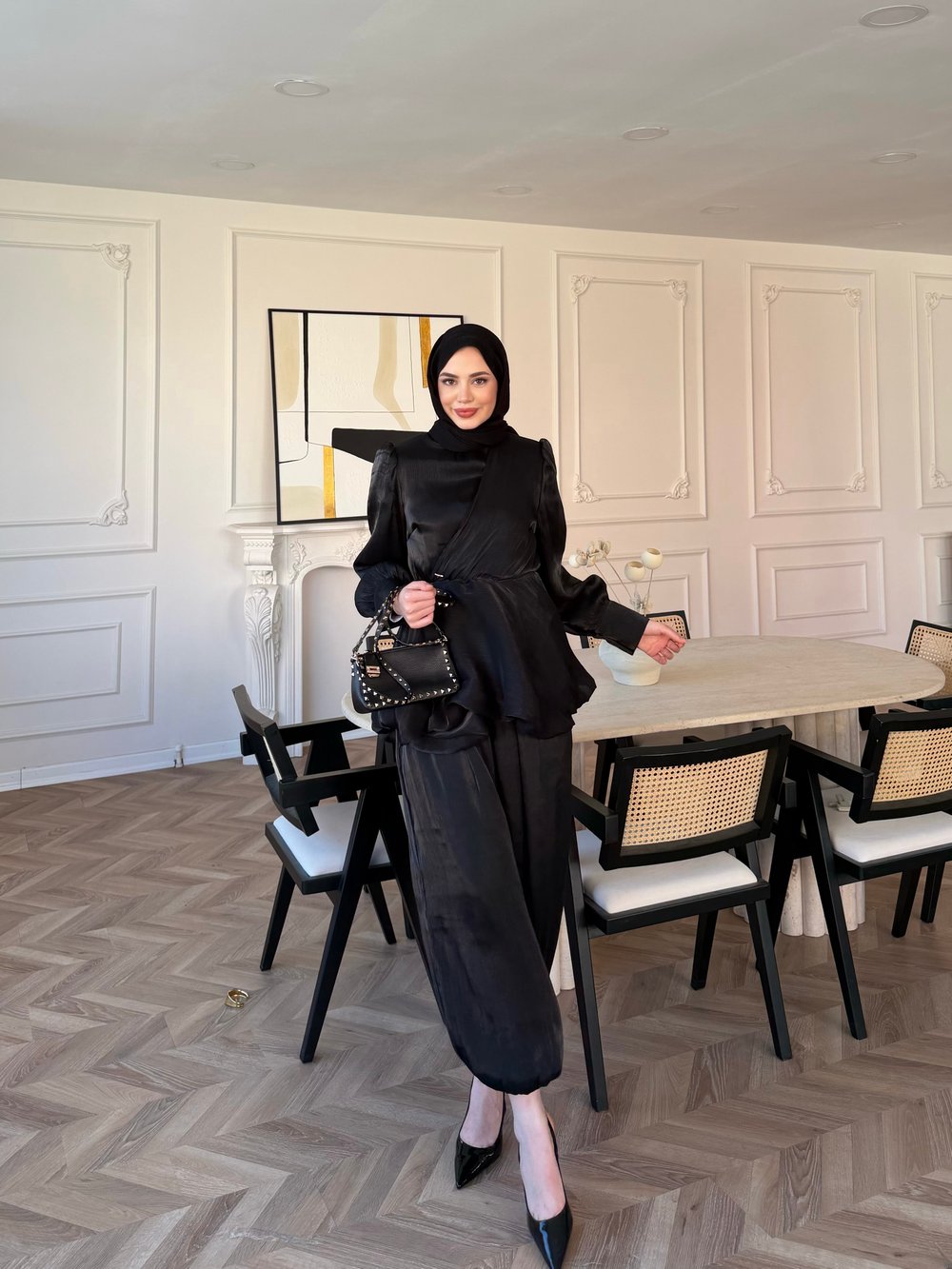 Flora Janjan Pantolon Takım Siya (5787)