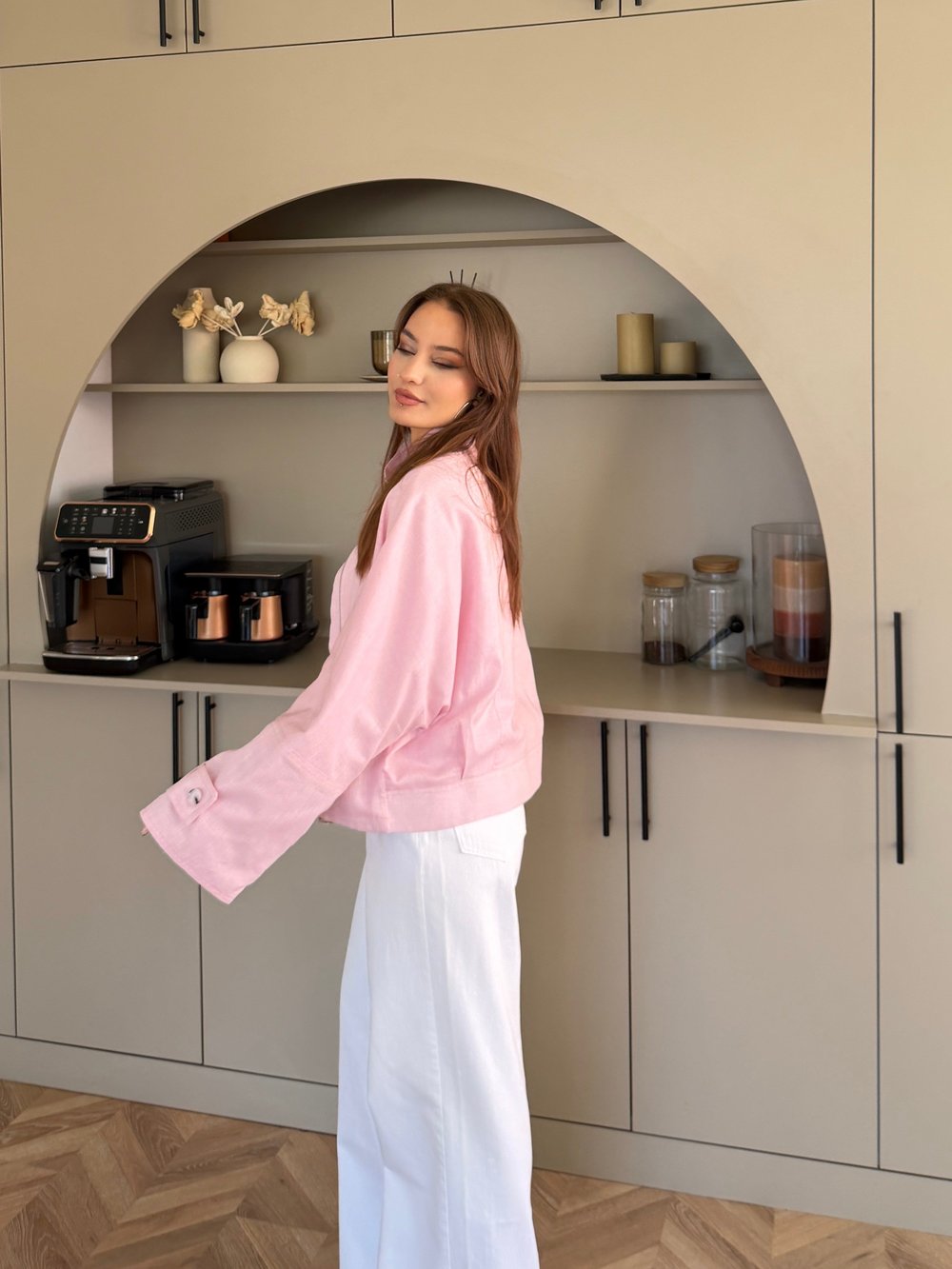 Fresia Kısa Trenç Pembe (846)